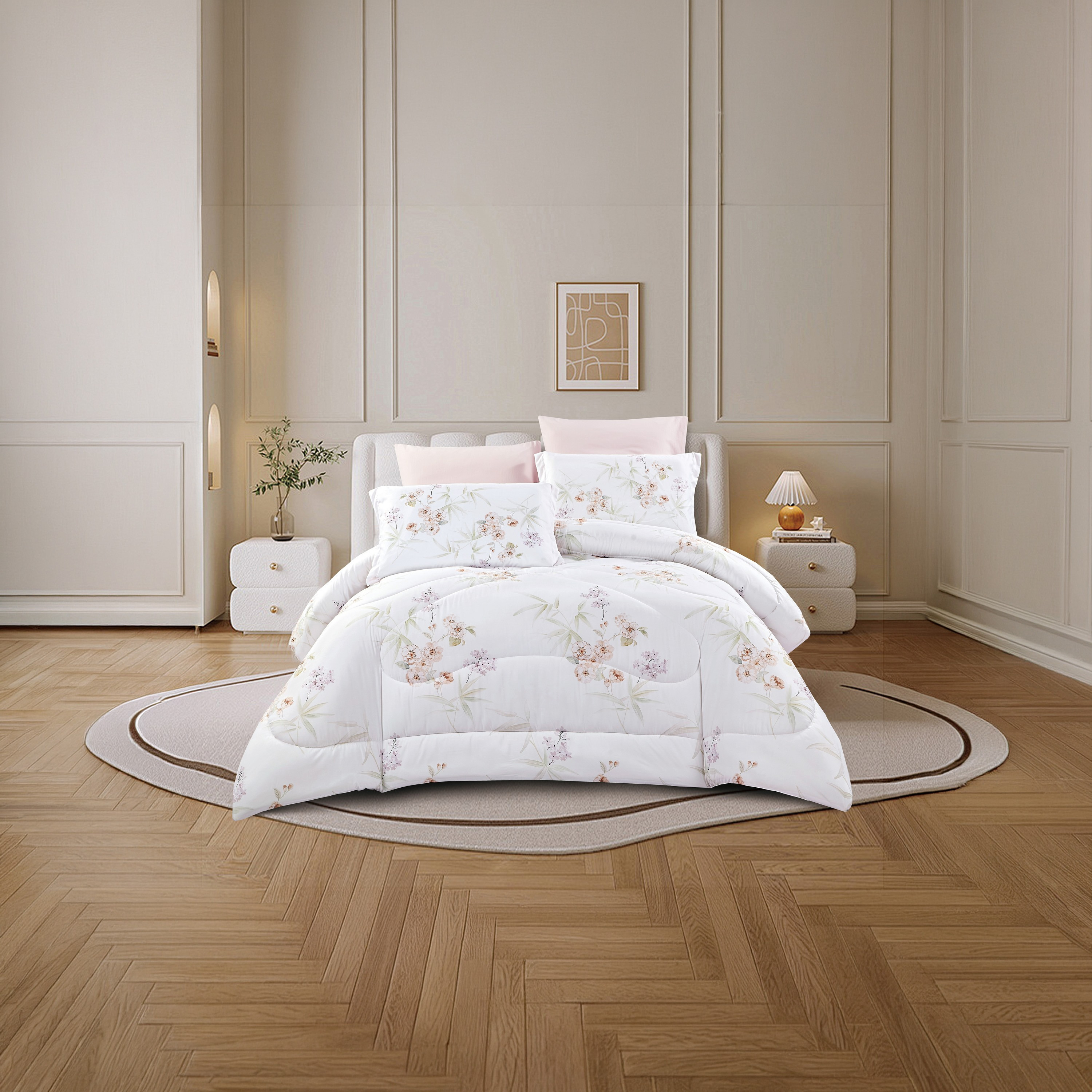 Lifestyle Queen Floral Print 4 Piece Reversible Comforter Set - 170x240cms-household-bedding-comfortersandbedspreads-comforters-image-1