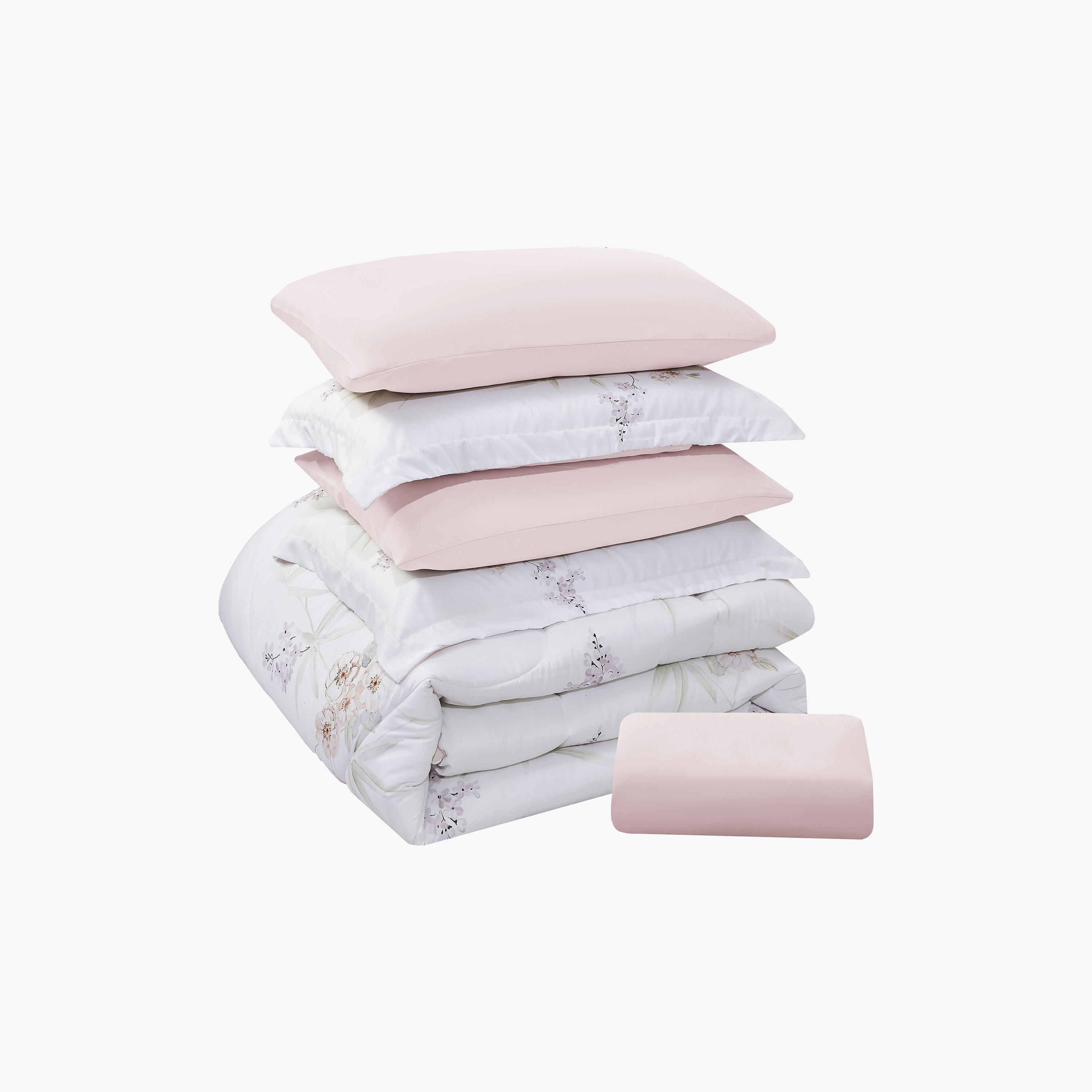 Lifestyle Queen Floral Print 4 Piece Reversible Comforter Set - 170x240cms-household-bedding-comfortersandbedspreads-comforters-image-7