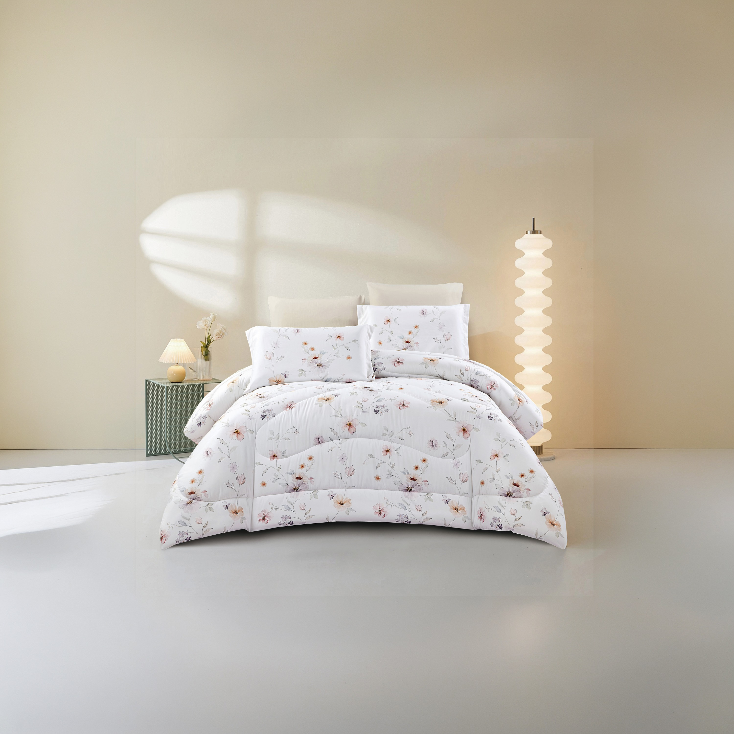 Lifestyle Queen Floral Print 4 Piece Reversible Comforter Set - 170x240cms-household-bedding-comfortersandbedspreads-comforters-image-1