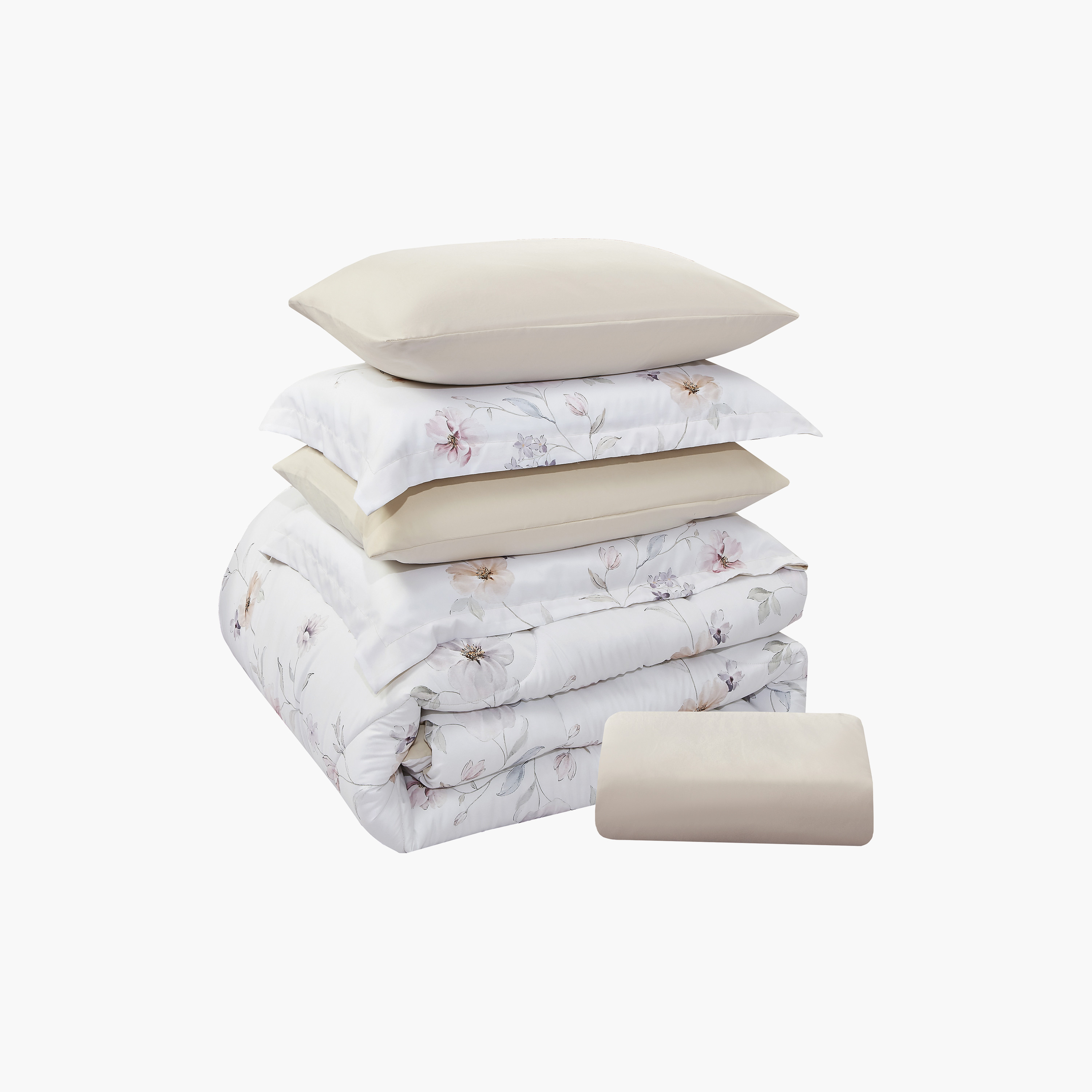 Lifestyle Queen Floral Print 4 Piece Reversible Comforter Set - 170x240cms-household-bedding-comfortersandbedspreads-comforters-image-7