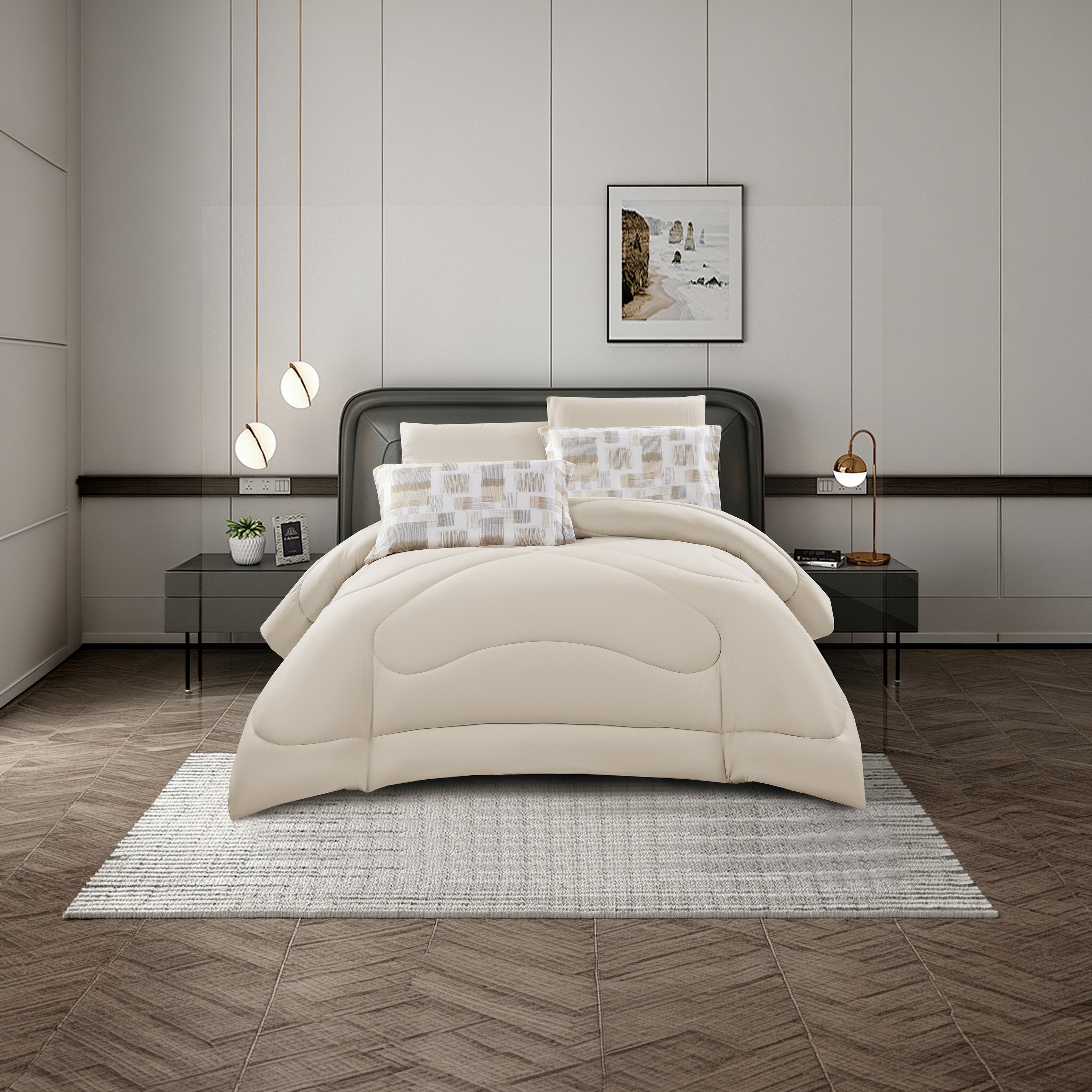 Lifestyle Queen Geometric 4 Piece Reversible Comforter Set -170x240cms-household-bedding-comfortersandbedspreads-comforters-image-2
