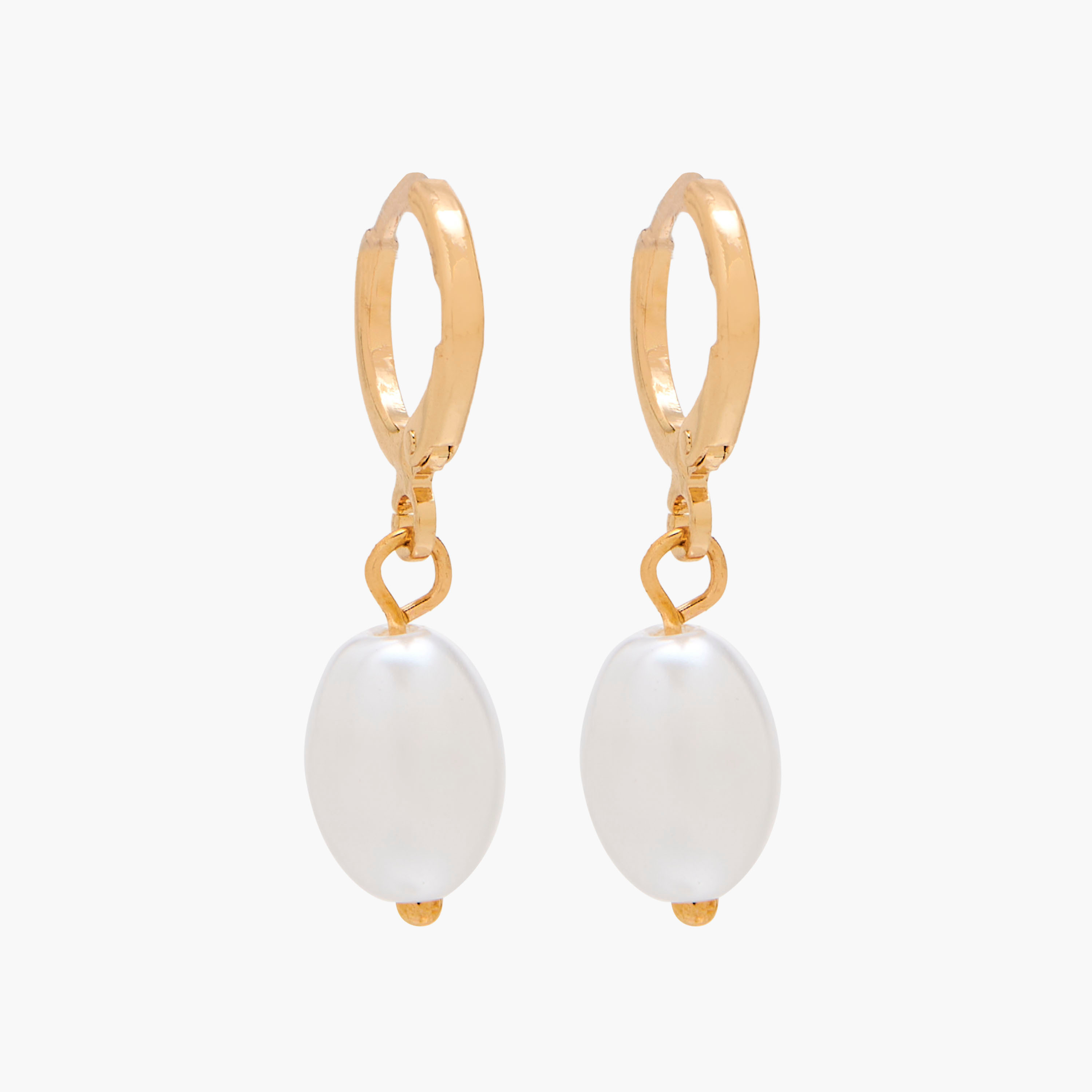 Pearl Drop Hoop Earring with Huggie Leverback Closure-women-watchesandjewellery-jewellery-earrings-image-1