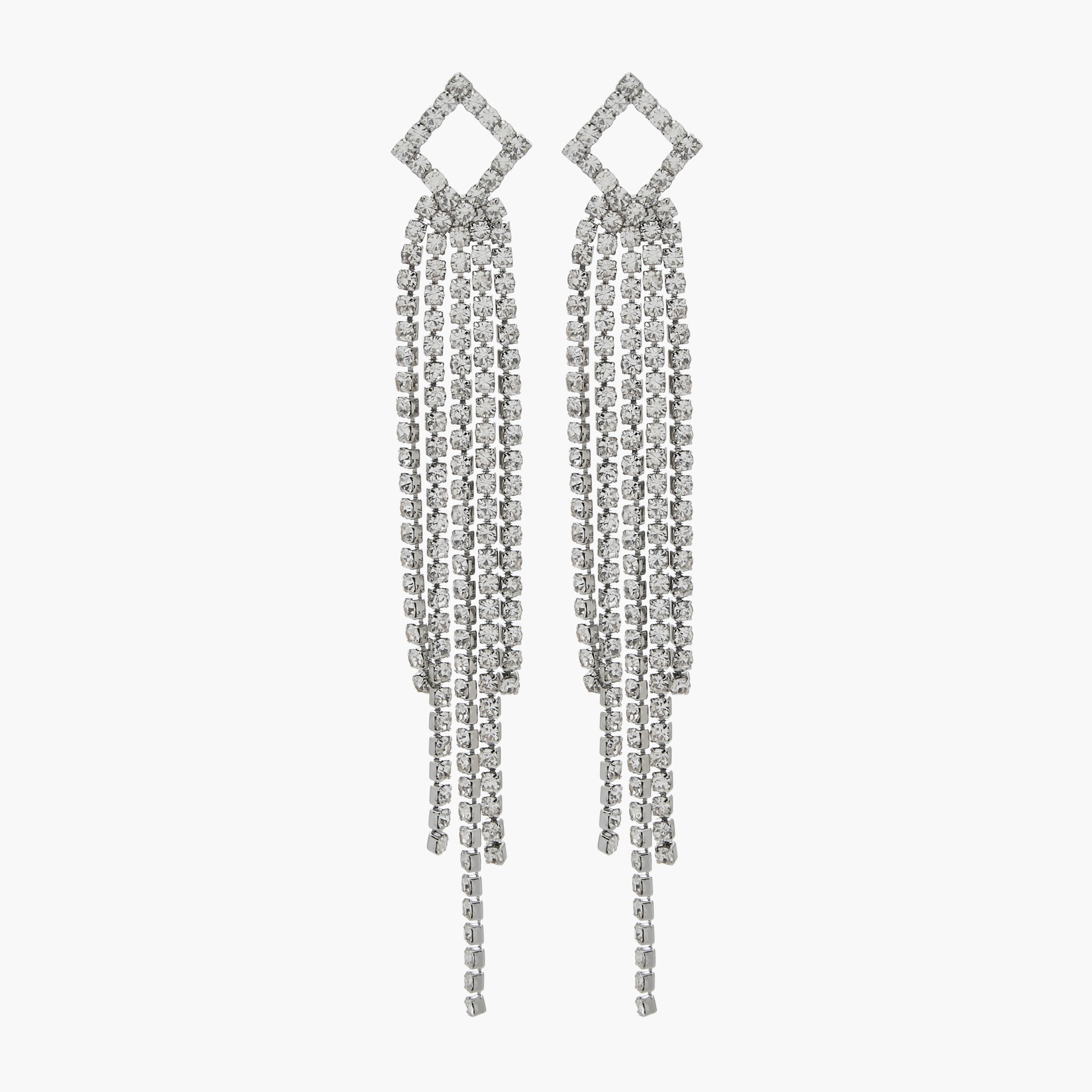 Silver Tone Embellished Dangling Earrings with Pushback Closure-women-watchesandjewellery-jewellery-earrings-image-1