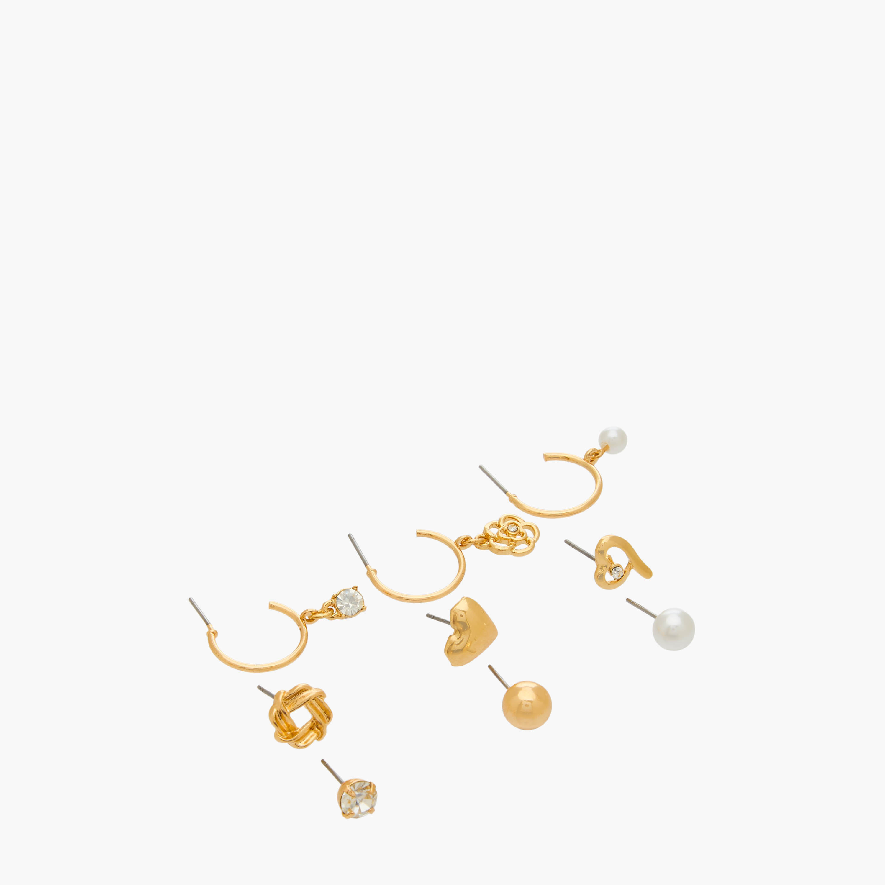 Pack of 9 Gold Tone Assorted Earrings with Pushback Closure-women-watchesandjewellery-jewellery-earrings-image-2