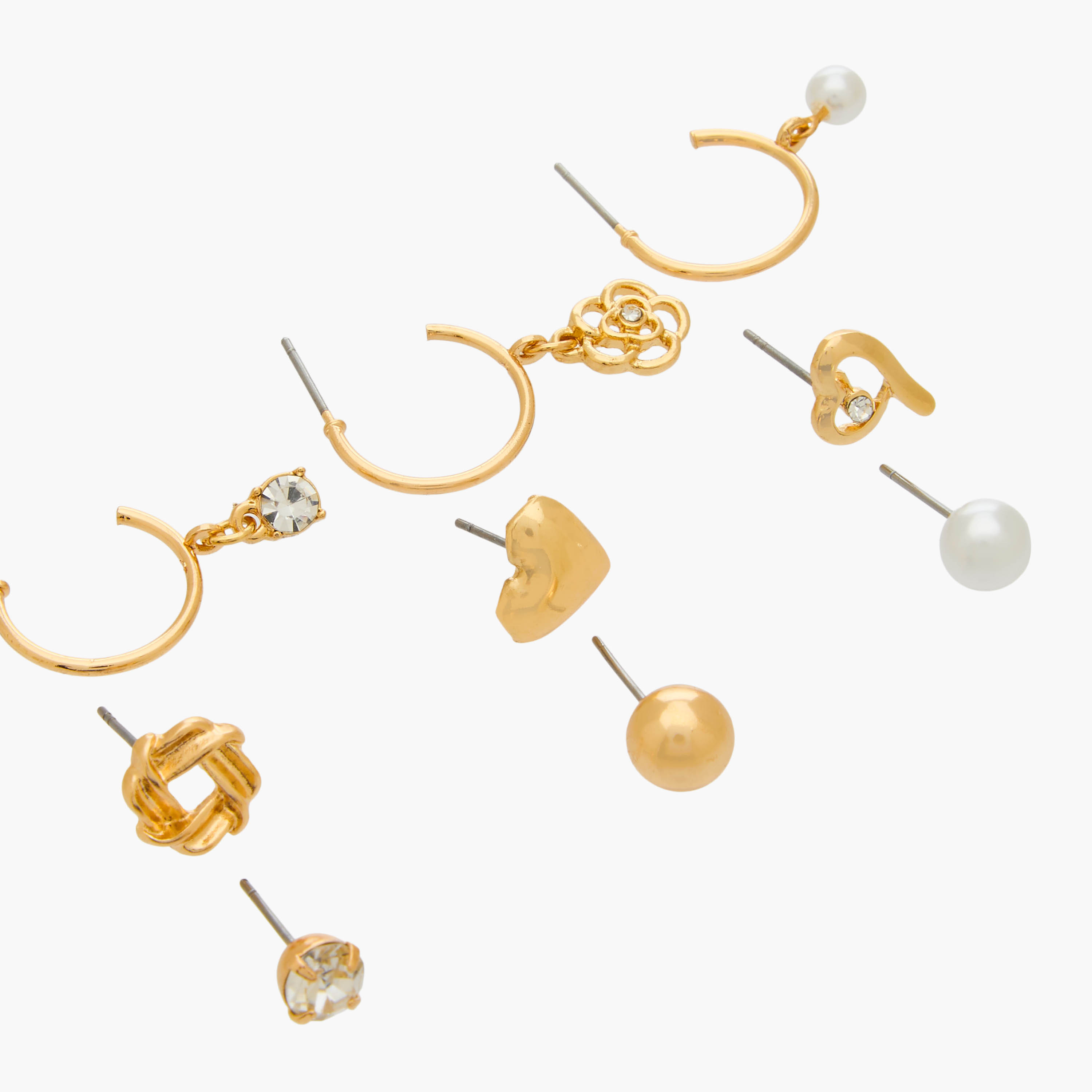 Pack of 9 Gold Tone Assorted Earrings with Pushback Closure-women-watchesandjewellery-jewellery-earrings-image-3