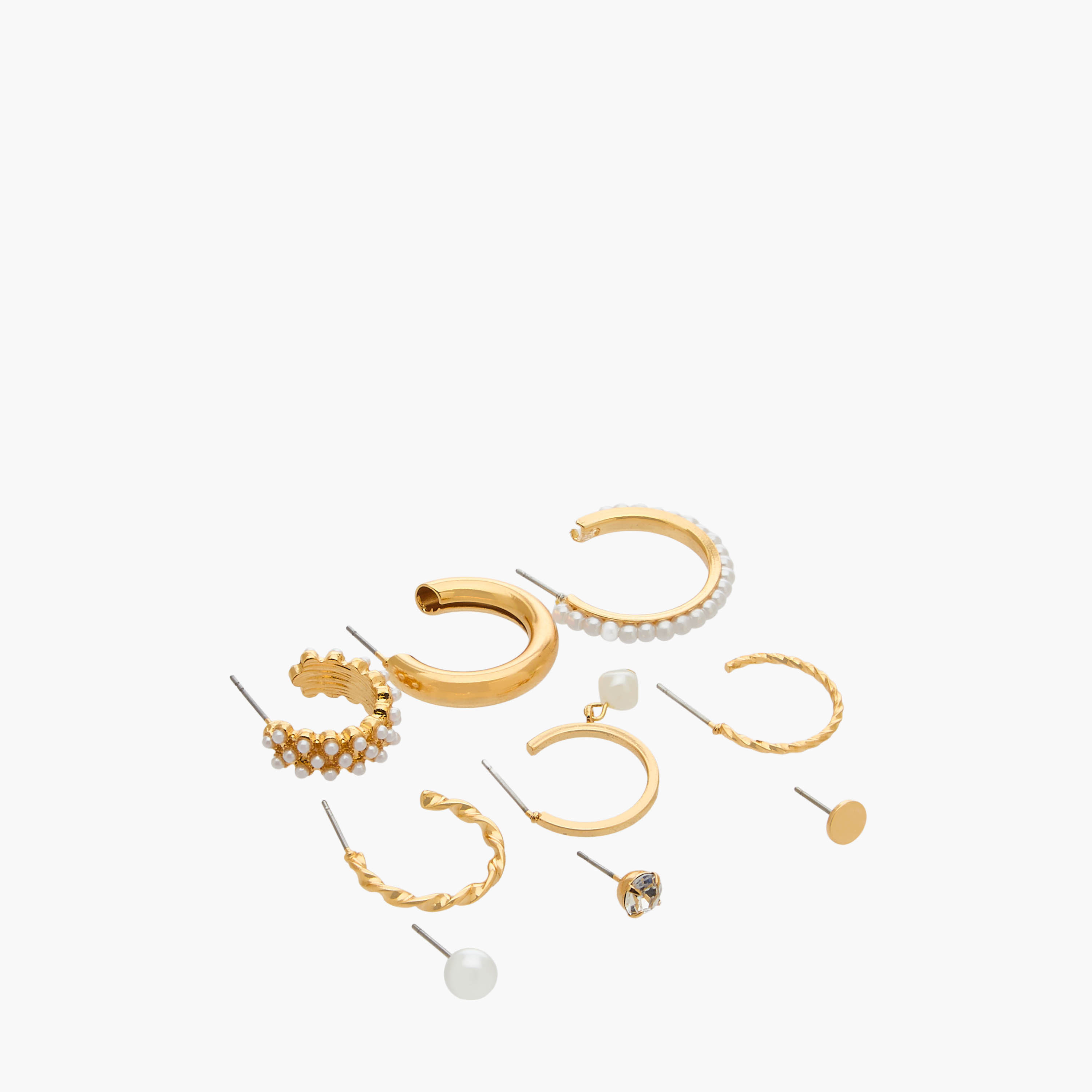 Pack of 9 Gold Tone Assorted Earrings with Pushback Closure-women-watchesandjewellery-jewellery-earrings-image-2