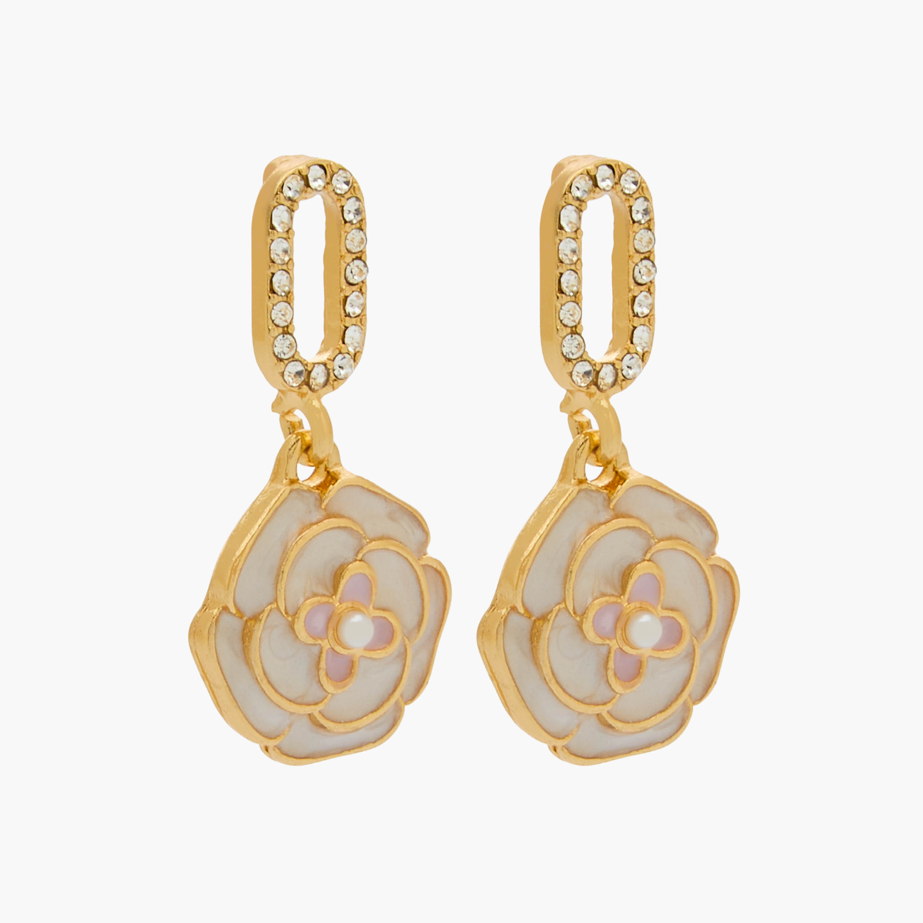 Gold Tone Stone Embellished Drop Earrings with Pushback Closure-women-watchesandjewellery-jewellery-earrings-image-2