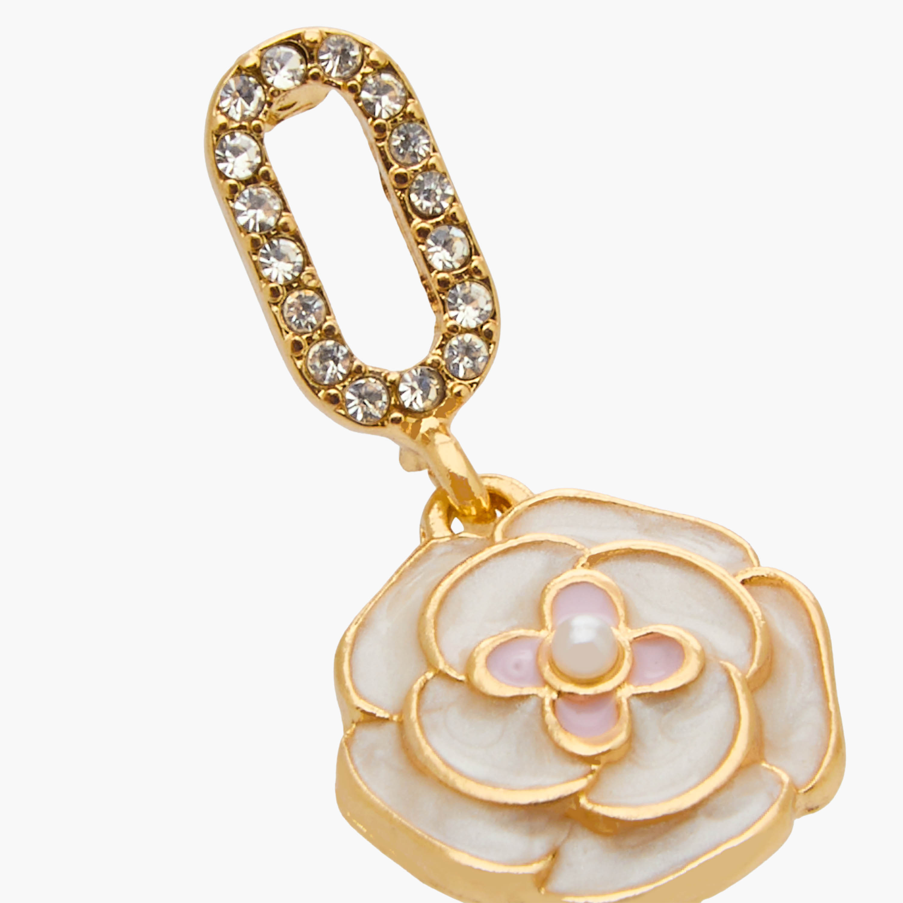 Gold Tone Stone Embellished Drop Earrings with Pushback Closure-women-watchesandjewellery-jewellery-earrings-image-3