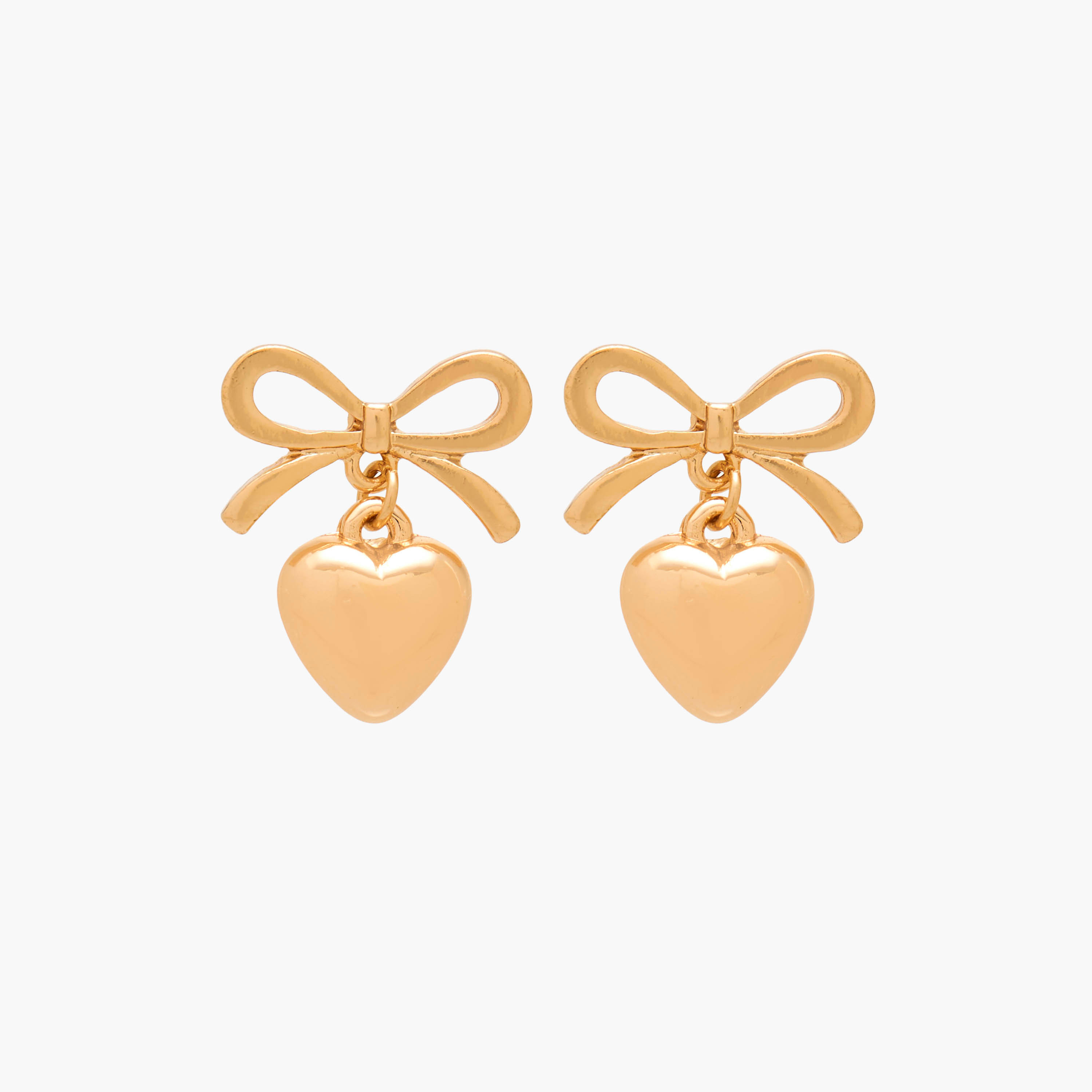 Gold Tone Heart Shaped Earrings with Pushback Closure-women-watchesandjewellery-jewellery-earrings-image-1