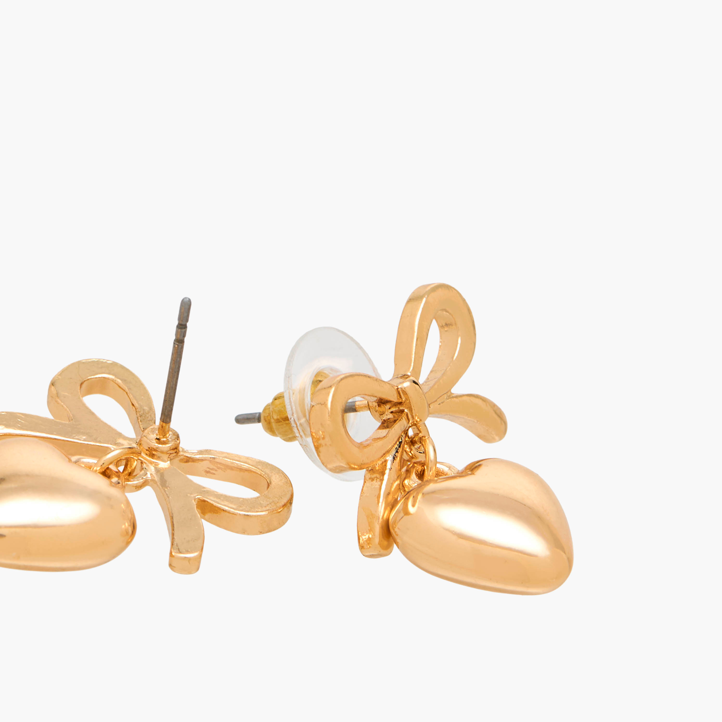 Gold Tone Heart Shaped Earrings with Pushback Closure-women-watchesandjewellery-jewellery-earrings-image-4