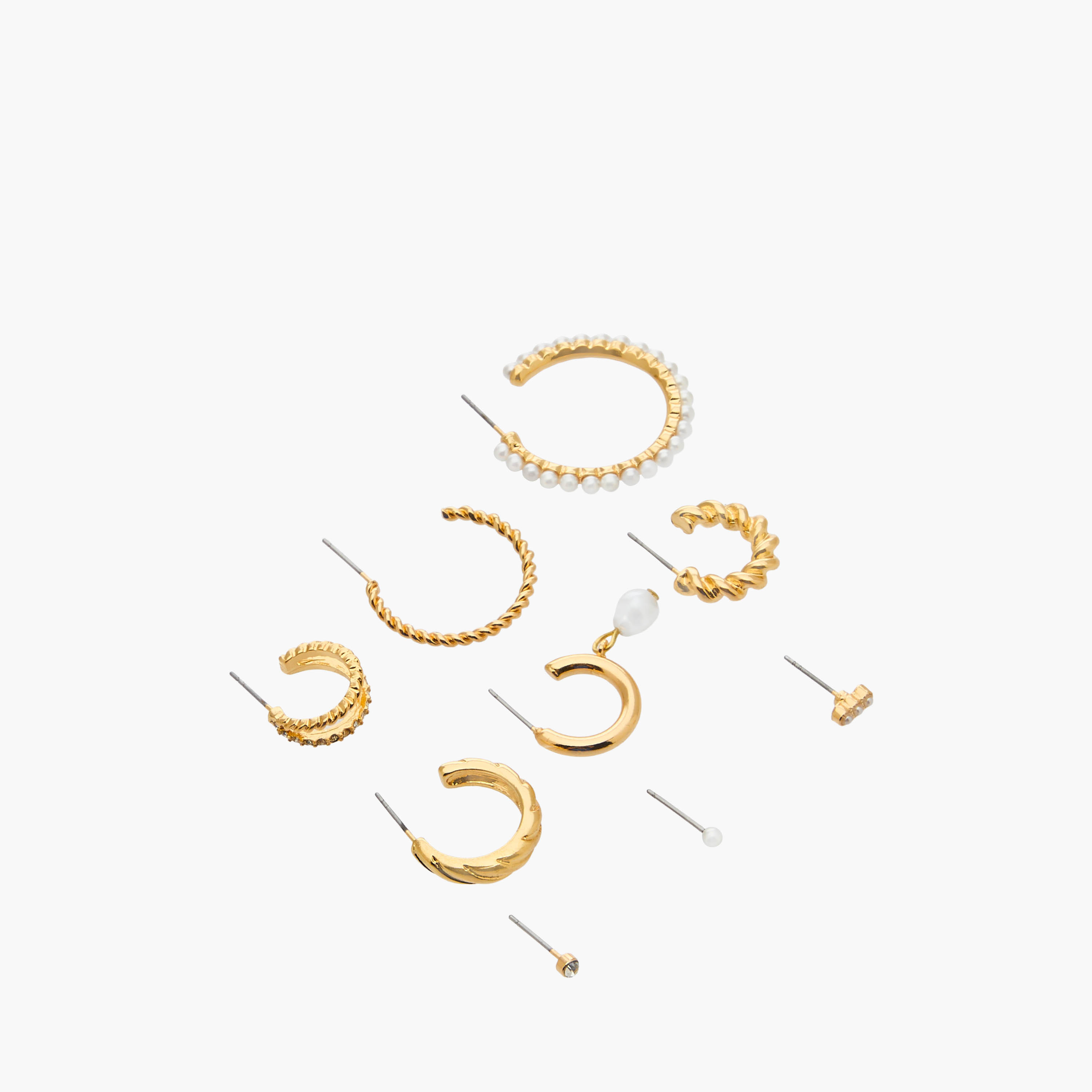 Pack of 9 Gold Tone Assorted Earrings with Pushback Closure-women-watchesandjewellery-jewellery-earrings-image-2
