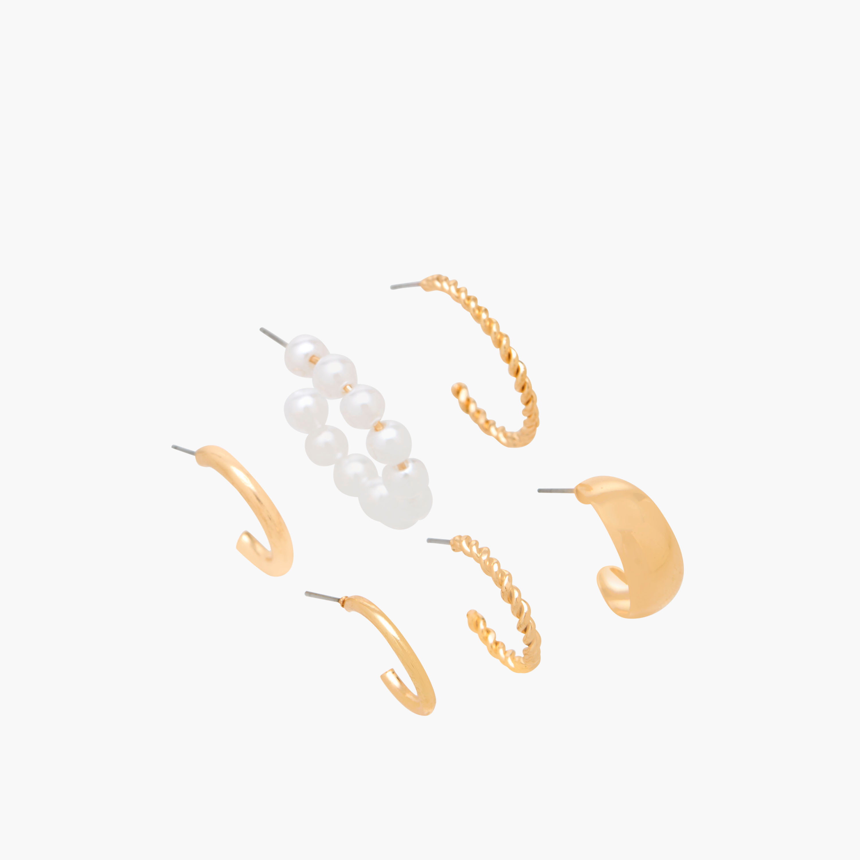 Pack of 6 Gold Tone Hoop Earrings with Pushback Closure-women-watchesandjewellery-jewellery-earrings-image-2