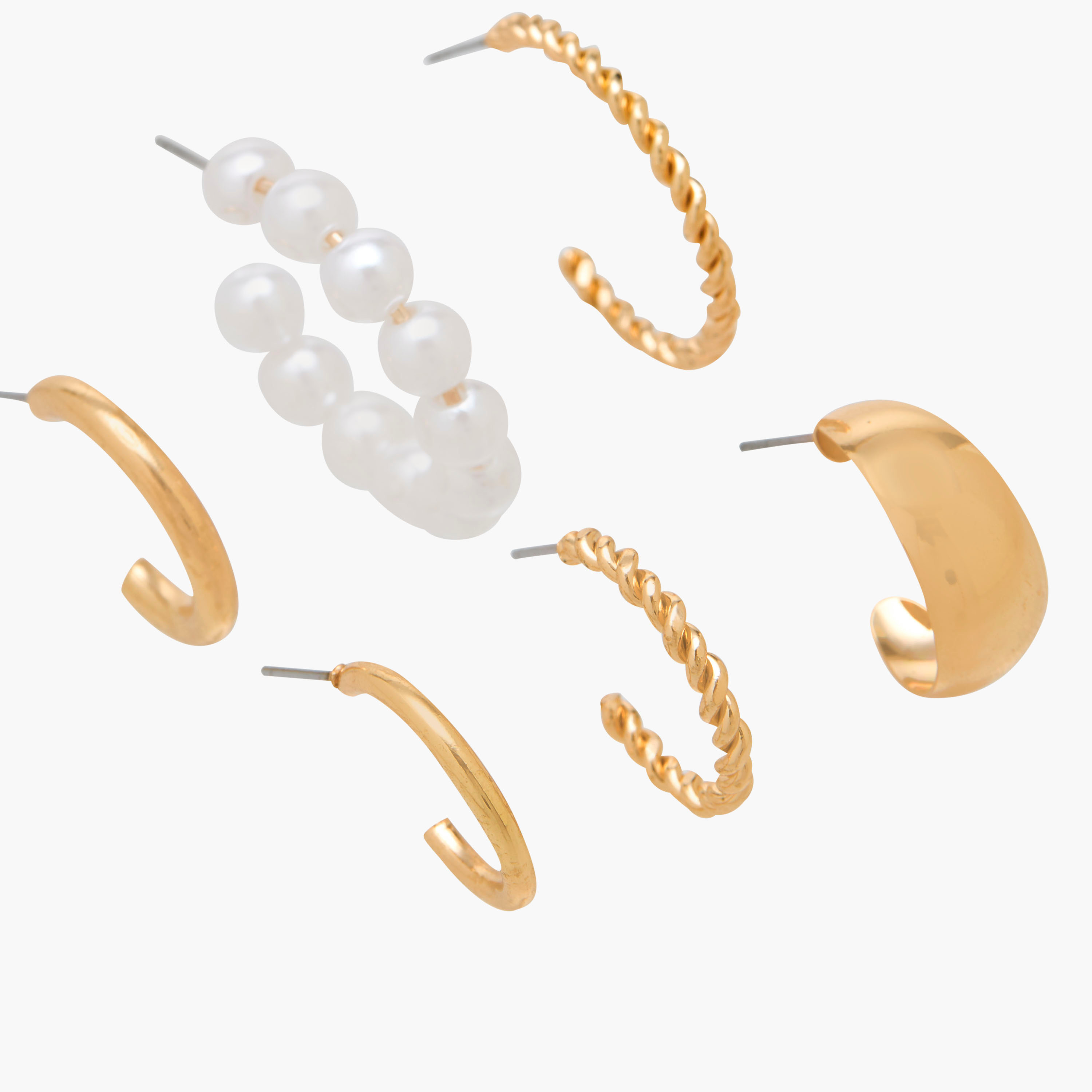 Pack of 6 Gold Tone Hoop Earrings with Pushback Closure-women-watchesandjewellery-jewellery-earrings-image-3