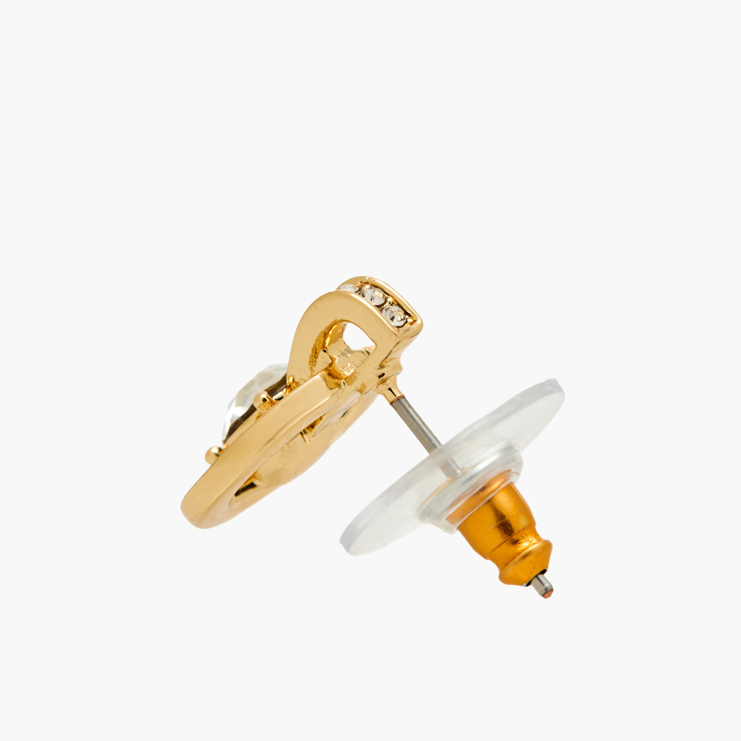 Gold Tone Swarovski Stone Embellished Earrings with Pushback Closure-women-watchesandjewellery-jewellery-earrings-image-4