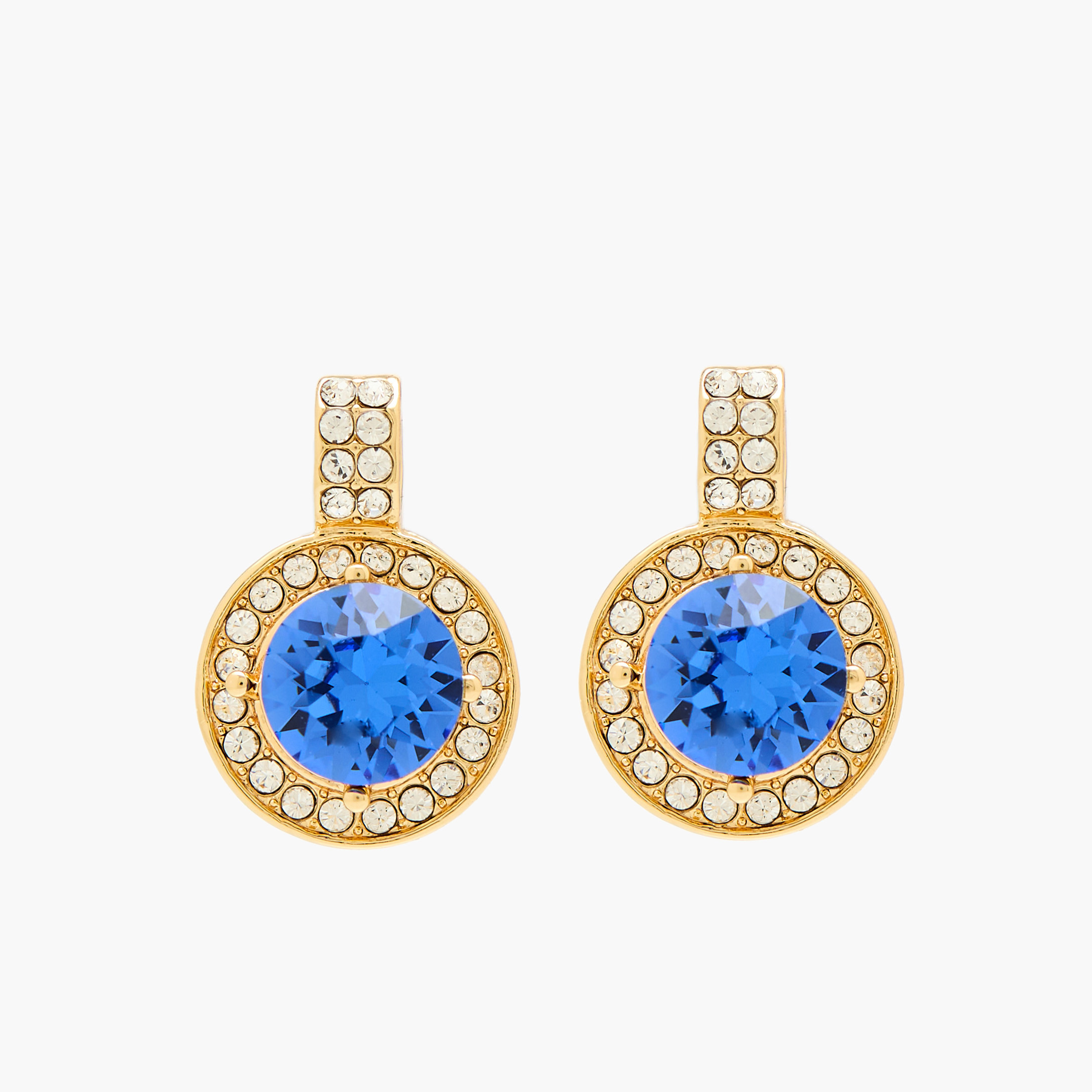 Gold Tone Swarovski Stone Embellished Earrings with Pushback Closure-women-watchesandjewellery-jewellery-earrings-image-1