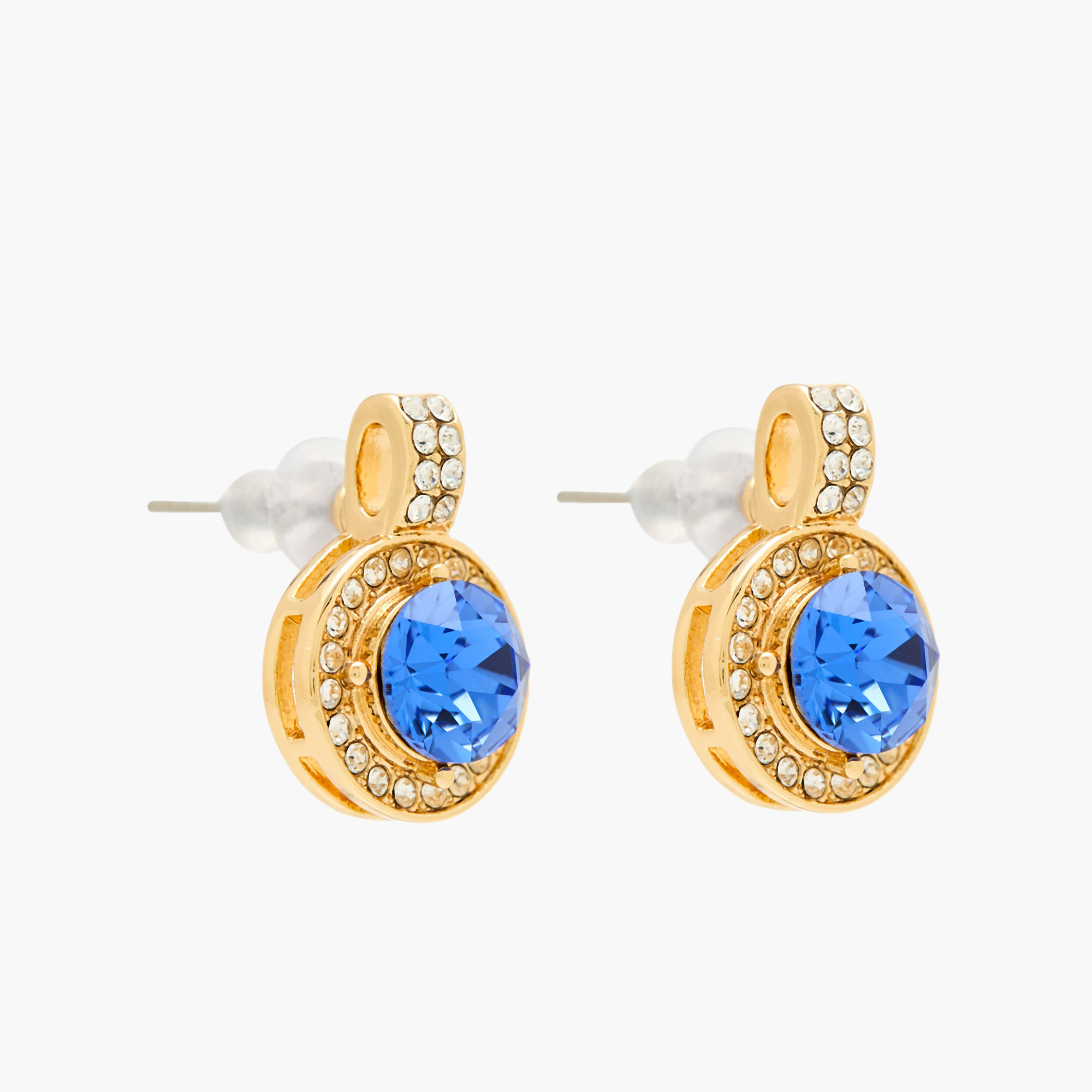 Gold Tone Swarovski Stone Embellished Earrings with Pushback Closure-women-watchesandjewellery-jewellery-earrings-image-2