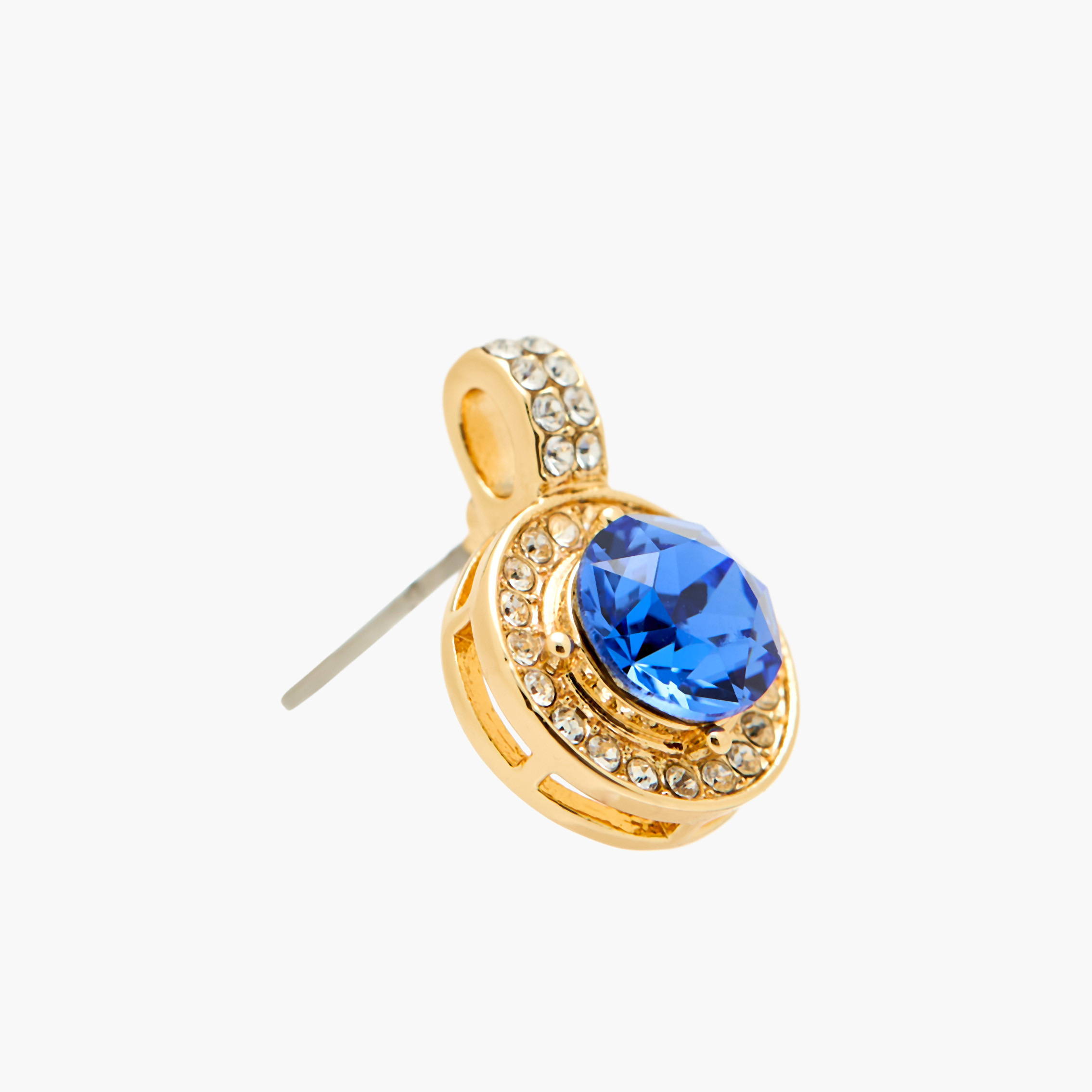 Gold Tone Swarovski Stone Embellished Earrings with Pushback Closure-women-watchesandjewellery-jewellery-earrings-image-3