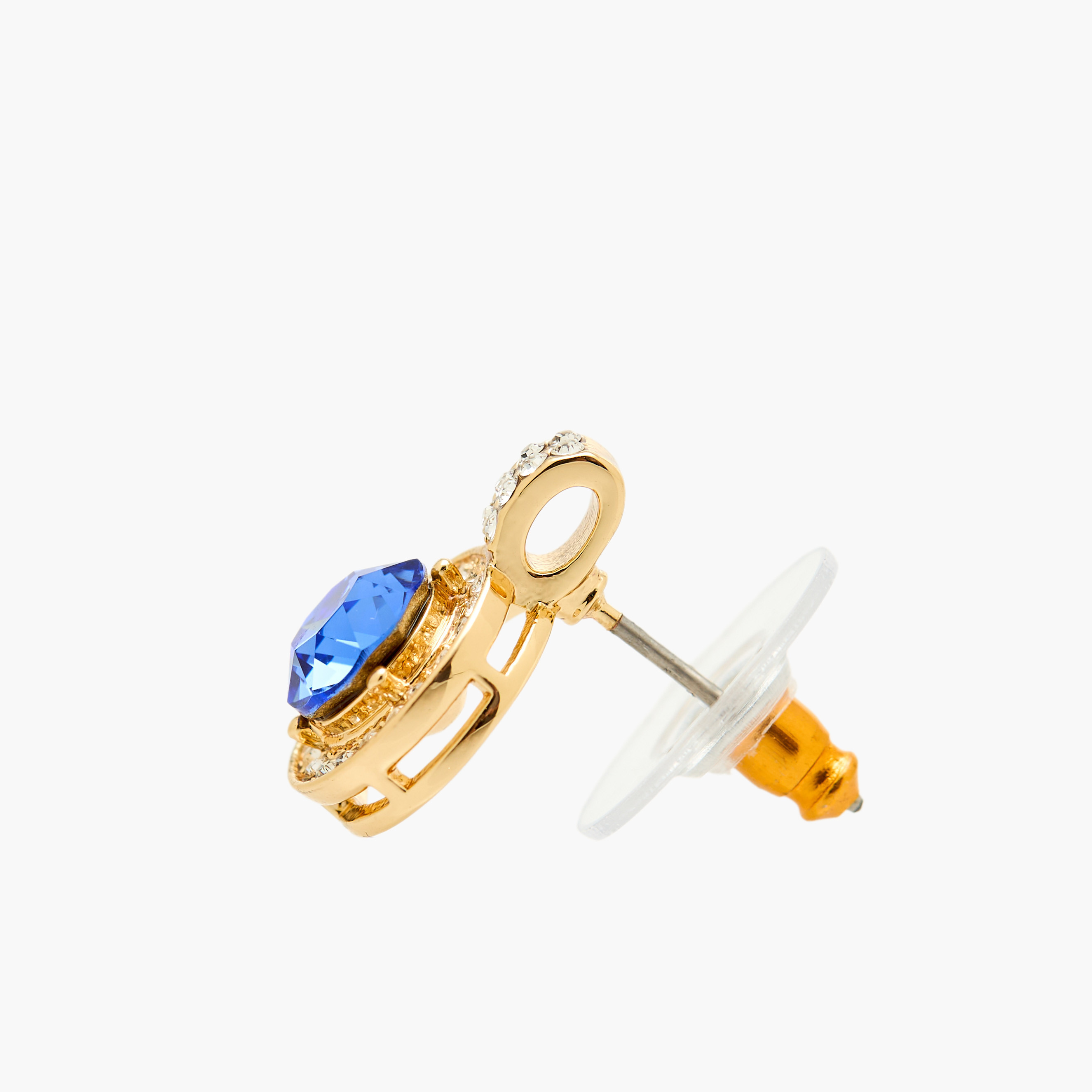 Gold Tone Swarovski Stone Embellished Earrings with Pushback Closure-women-watchesandjewellery-jewellery-earrings-image-4