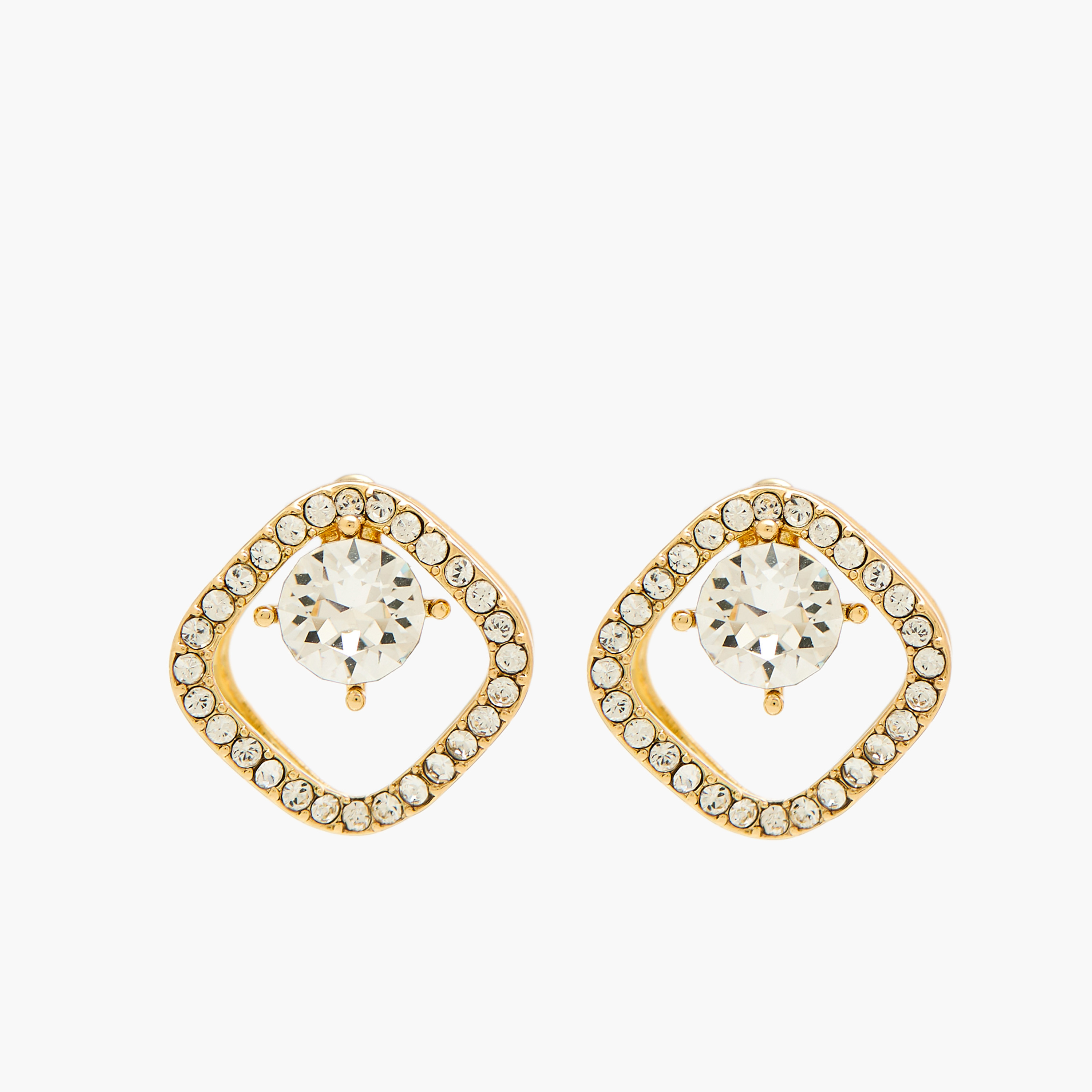 Gold Tone Swarovski Stone Embellished Stud Earrings with Pushback Closure-women-watchesandjewellery-jewellery-earrings-image-1