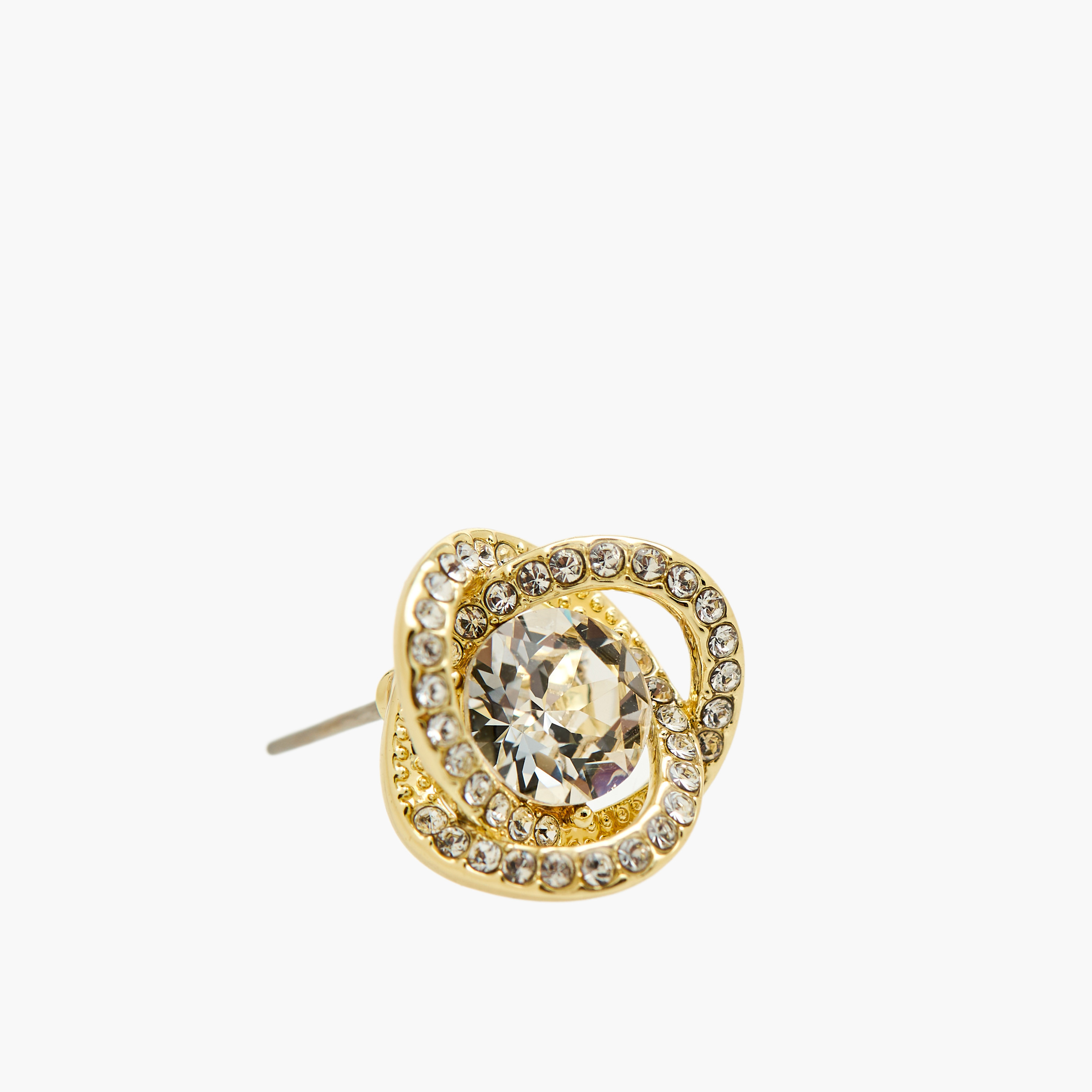 Gold Tone Swarovski Stone Embellished Stud Earrings with Pushback Closure-women-watchesandjewellery-jewellery-necklacesandpendants-image-3