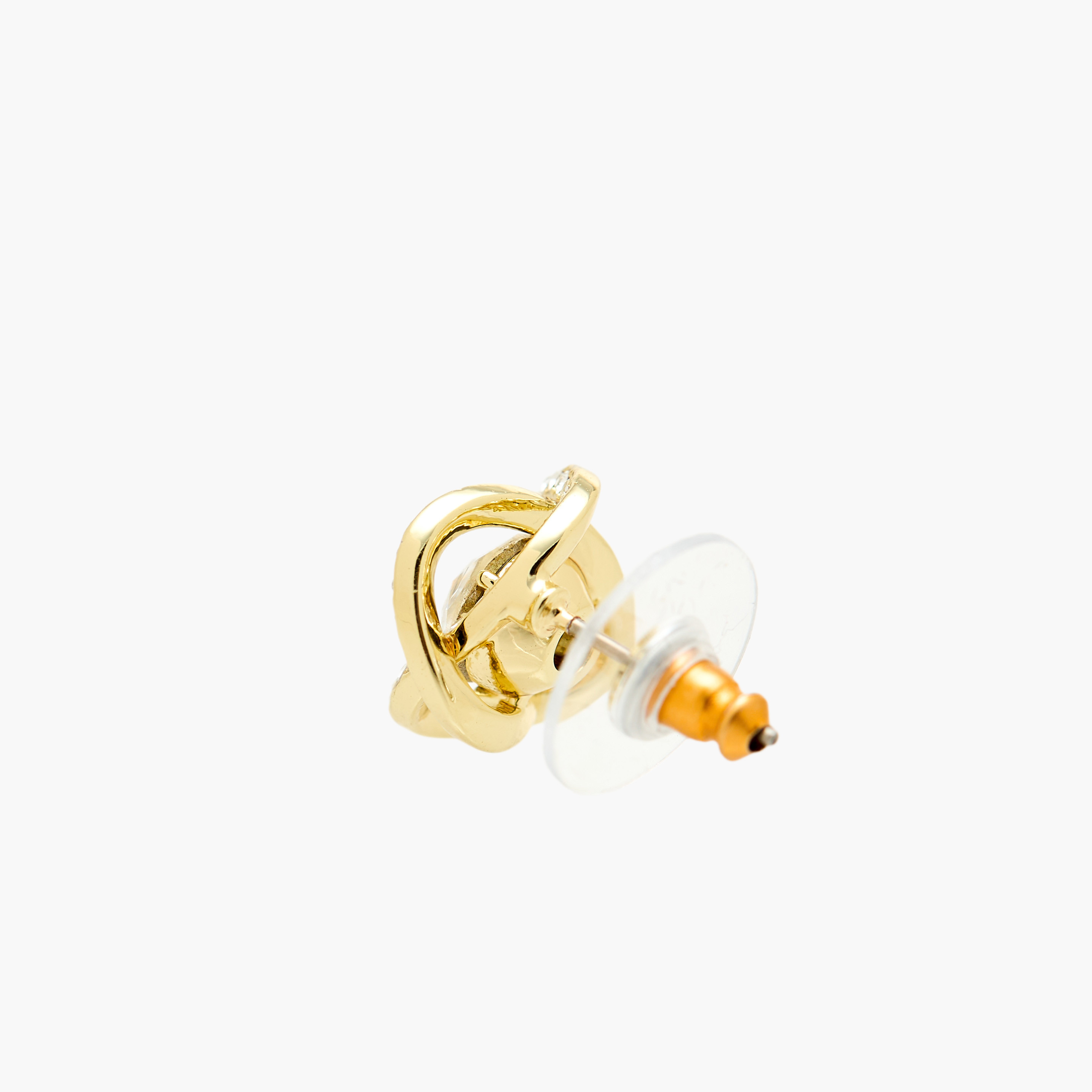 Gold Tone Swarovski Stone Embellished Stud Earrings with Pushback Closure-women-watchesandjewellery-jewellery-necklacesandpendants-image-4