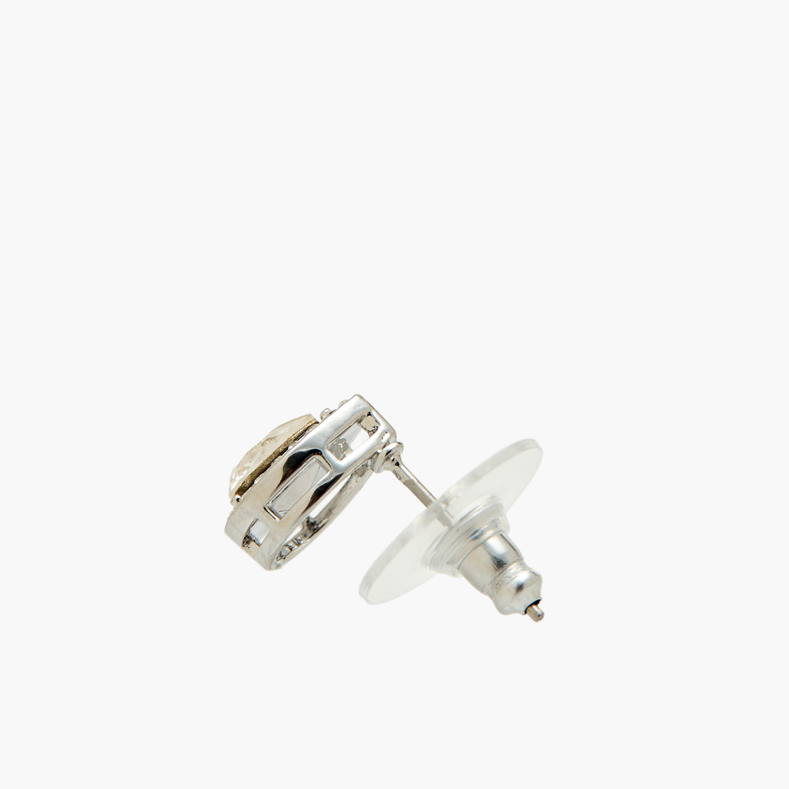Pack of 2 Silver Tone Swarovski Stone Embellished Earrings with Pushback Closure-women-watchesandjewellery-jewellery-earrings-image-5
