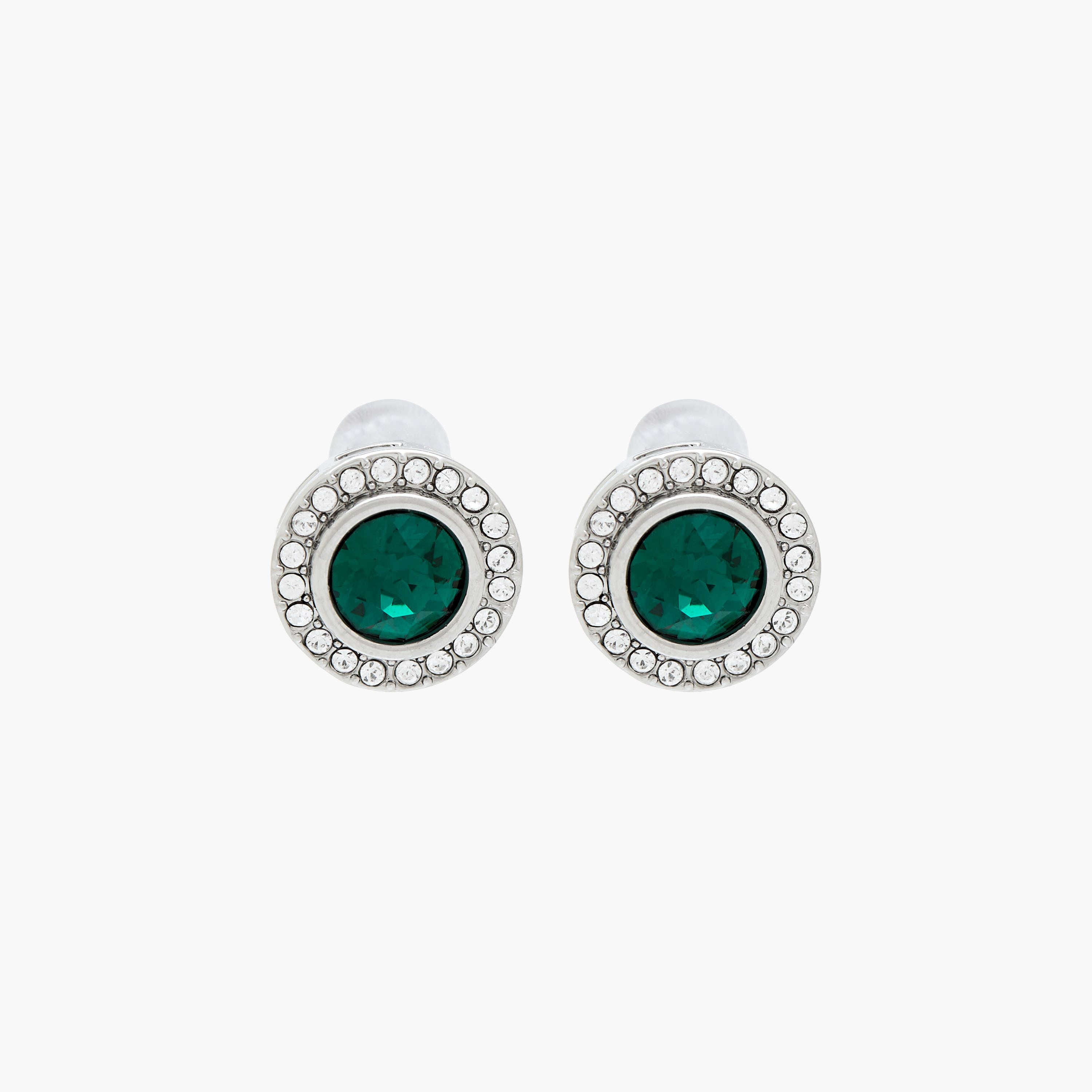Silver Tone Swarovski Stone Embellished Earrings with Pushback Closure-women-watchesandjewellery-jewellery-earrings-image-1