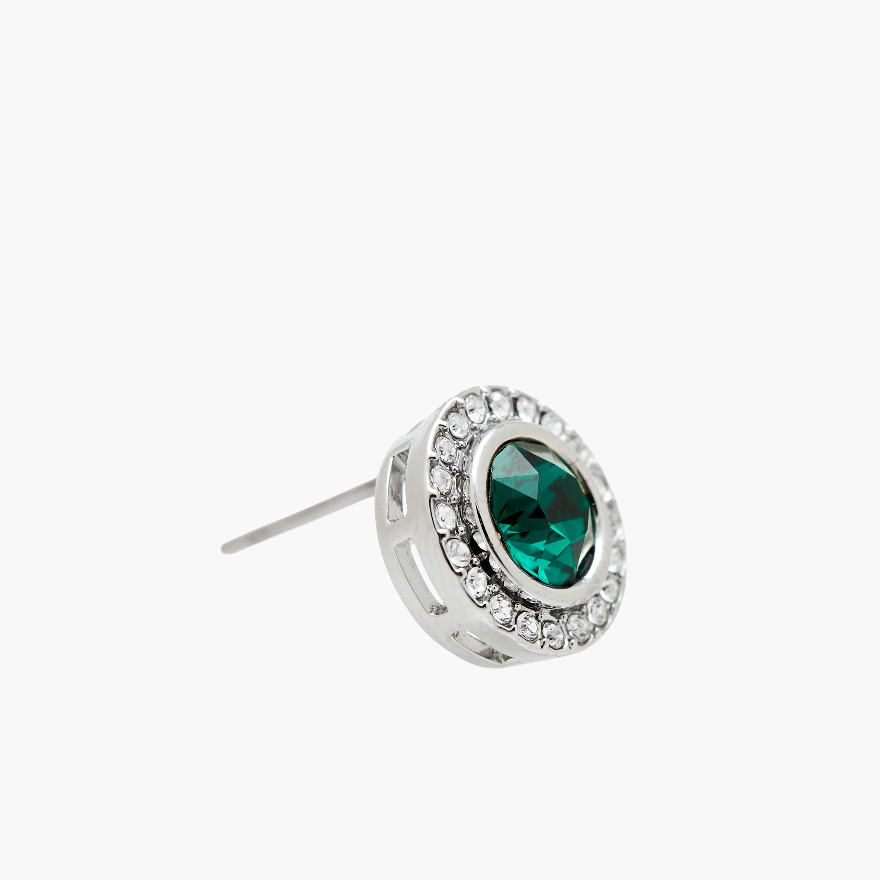 Silver Tone Swarovski Stone Embellished Earrings with Pushback Closure-women-watchesandjewellery-jewellery-earrings-image-3