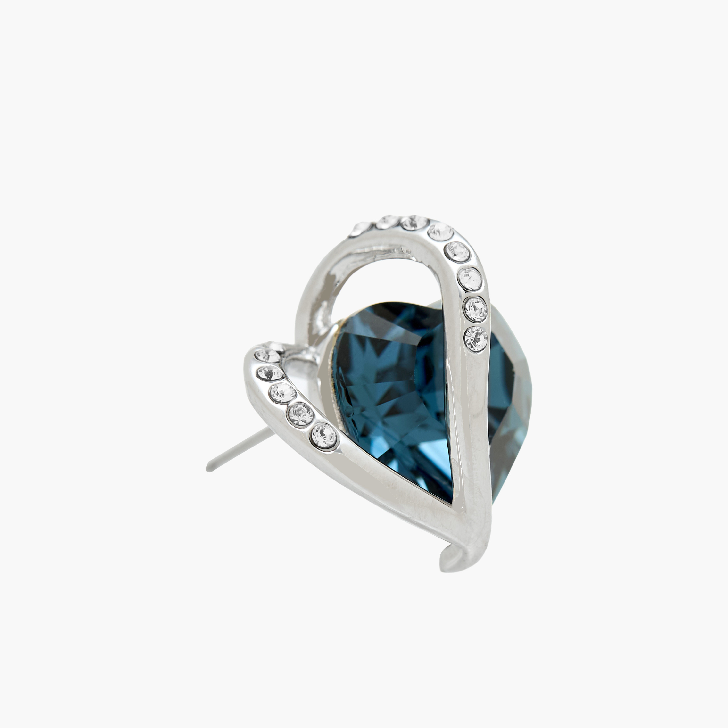 Silver Tone Swarovski Stone Embellished Stud Earrings with Pushback Closure-women-watchesandjewellery-jewellery-earrings-image-3