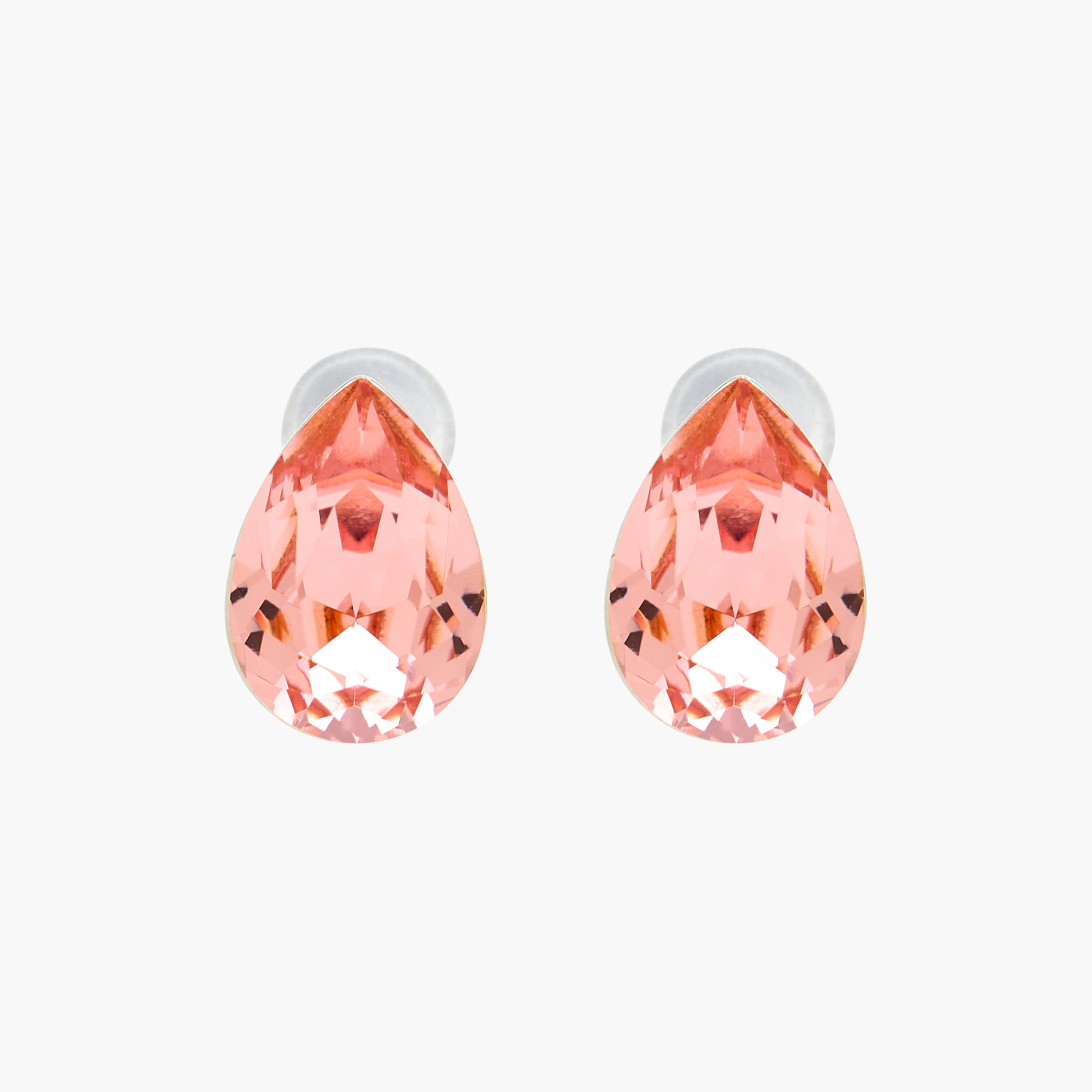 Silver Tone Swarovski Stone Embellished Stud Earrings with Pushback Closure-women-watchesandjewellery-jewellery-earrings-image-1