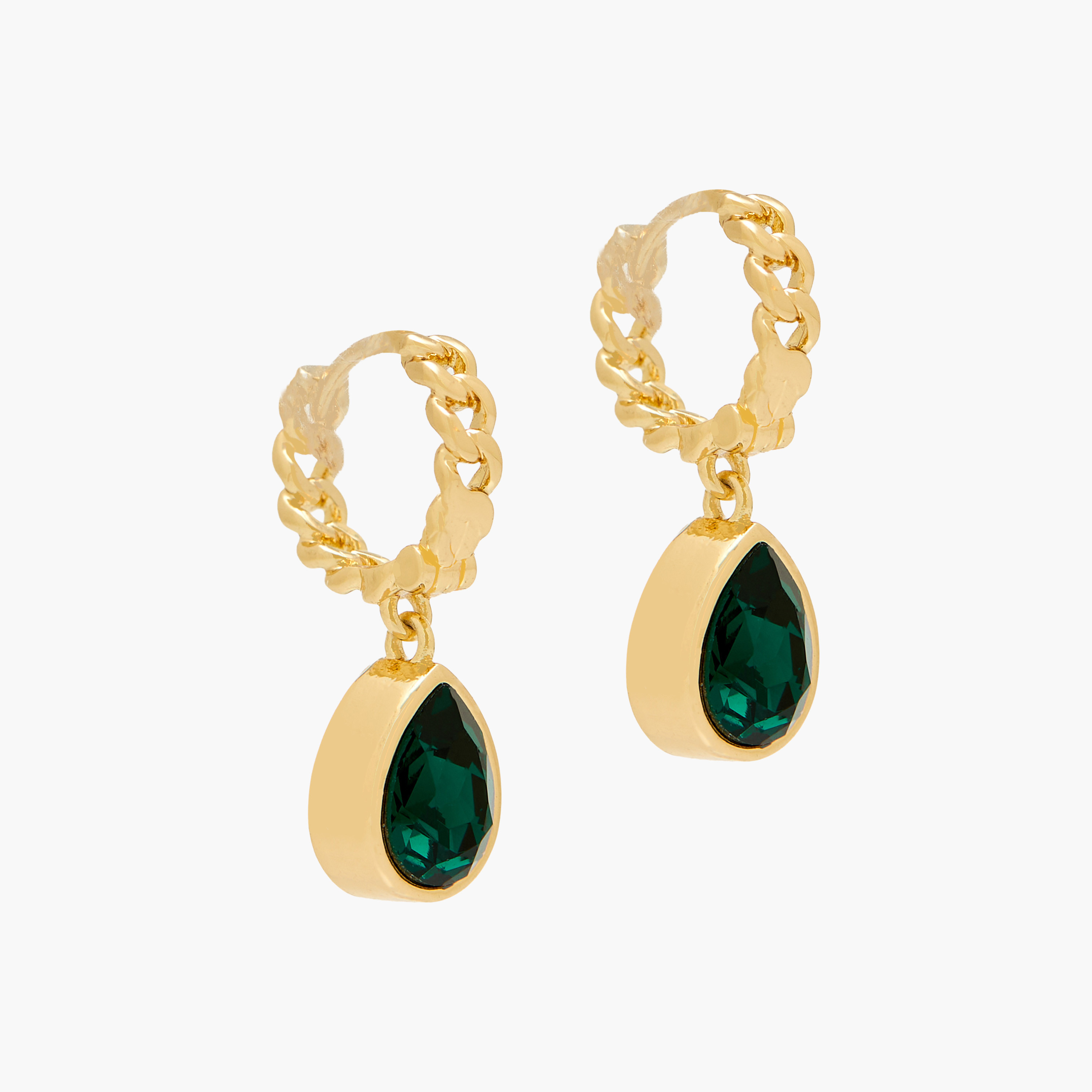 Gold Tone Swarovski Stone Embellished Hoop Earrings with Hinge Closure-women-watchesandjewellery-jewellery-earrings-image-2
