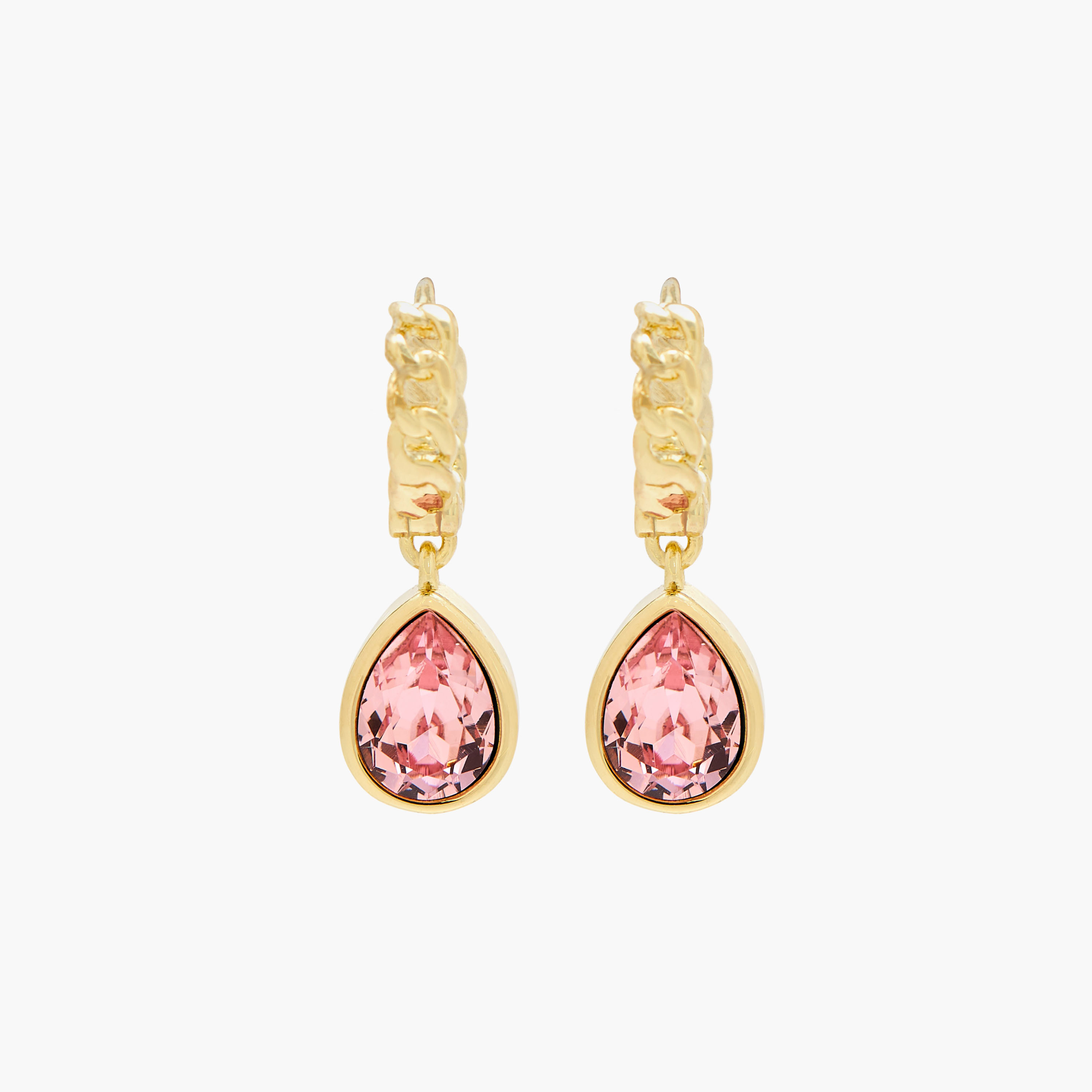 Gold Tone Swarovski Stone Embellished Hoop Earrings with Hinge Closure-women-watchesandjewellery-jewellery-earrings-image-1