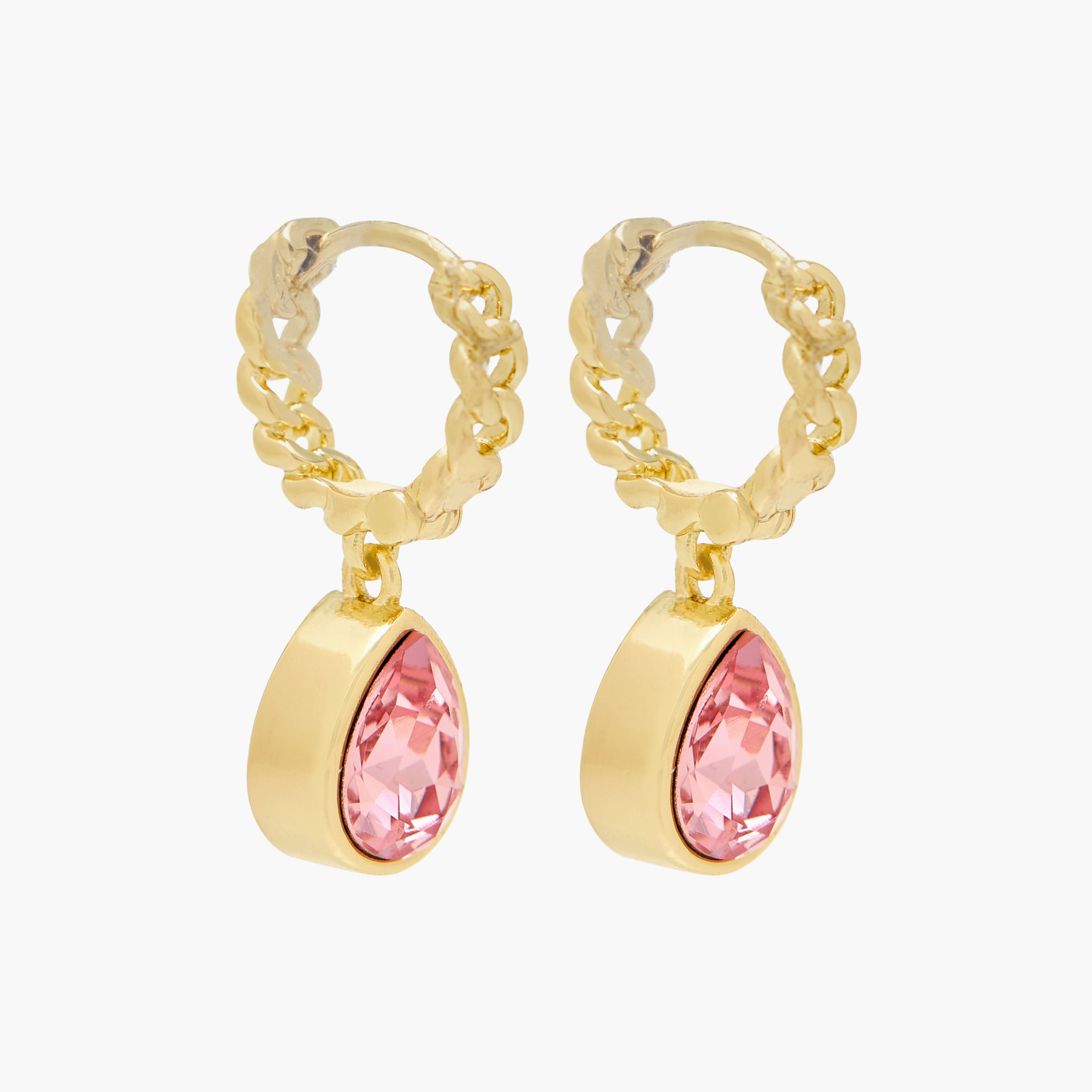 Gold Tone Swarovski Stone Embellished Hoop Earrings with Hinge Closure-women-watchesandjewellery-jewellery-earrings-image-2