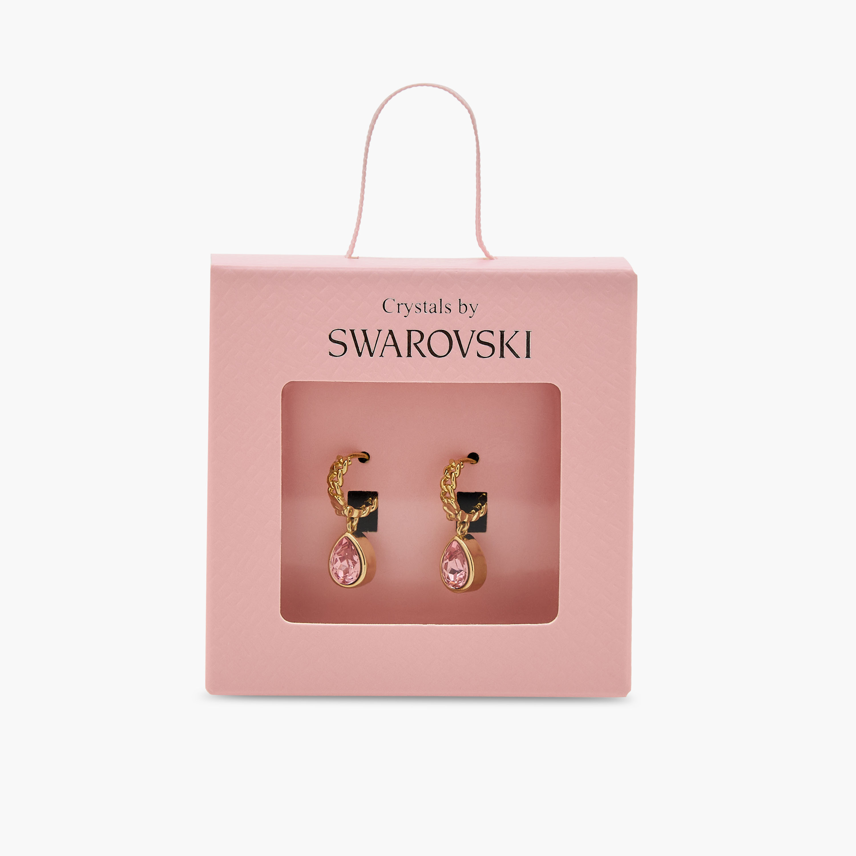 Gold Tone Swarovski Stone Embellished Hoop Earrings with Hinge Closure-women-watchesandjewellery-jewellery-earrings-image-5