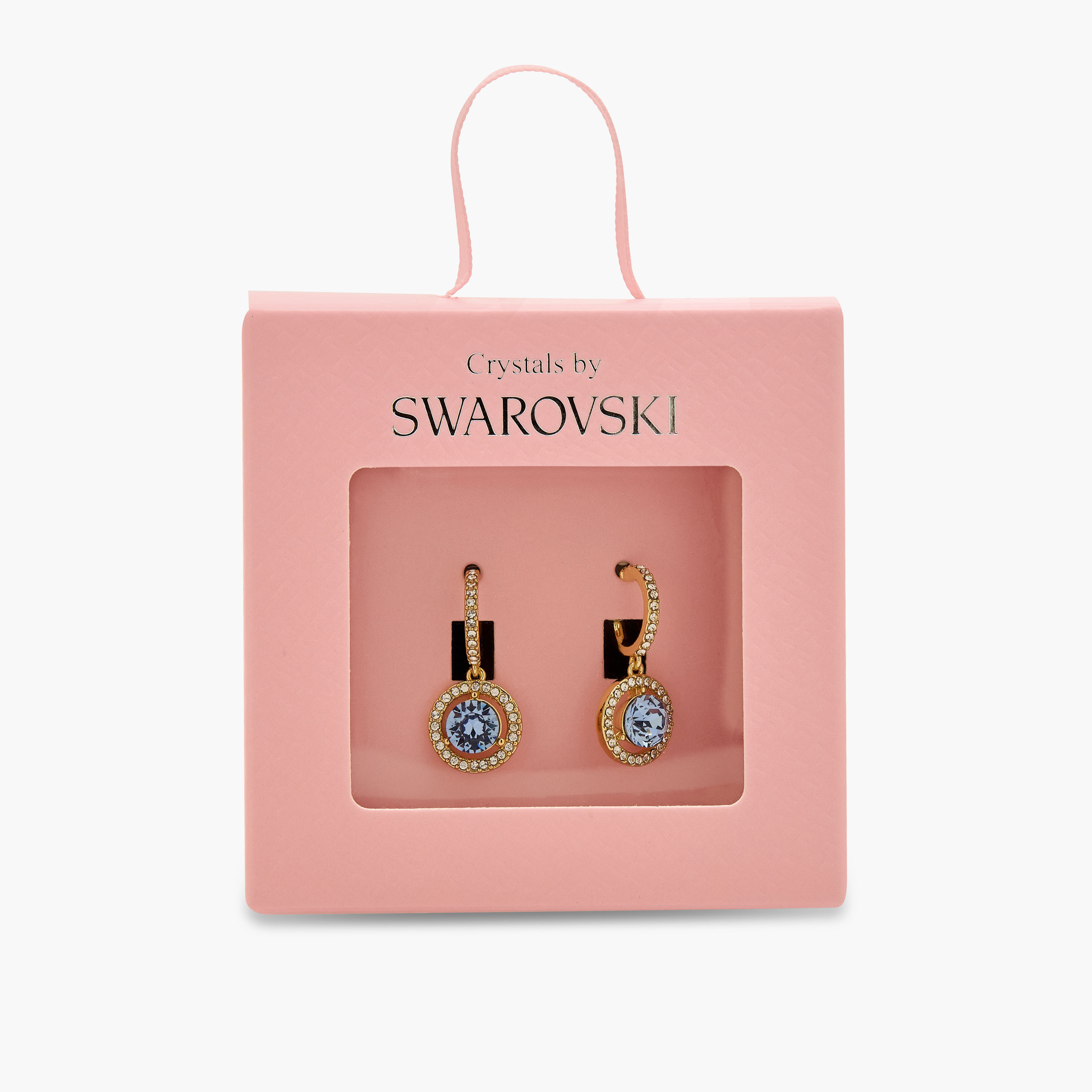 Gold Tone Swarovski Stone Embellished Hoop Earrings with Pushback Closure-women-watchesandjewellery-jewellery-earrings-image-5
