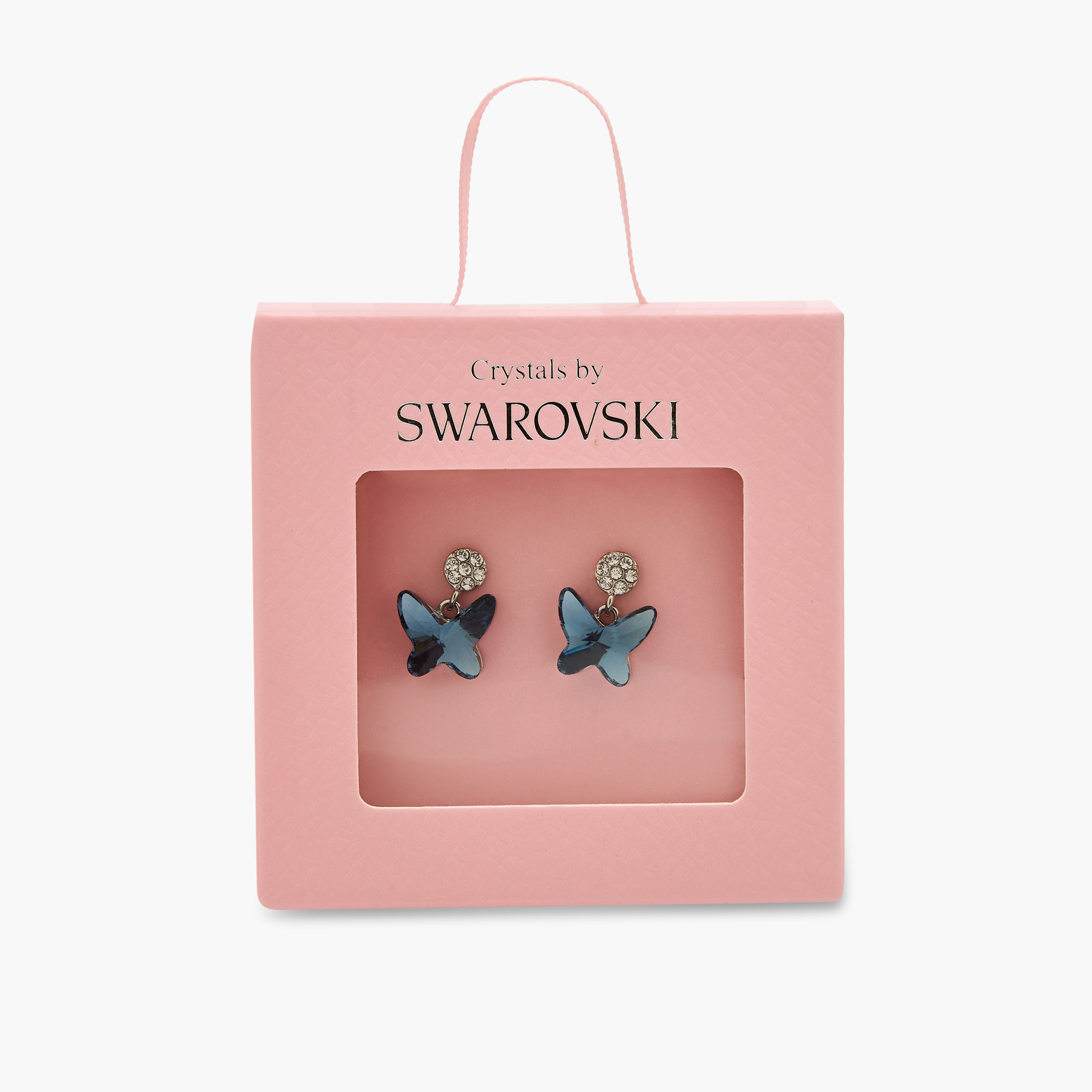Silver Tone Swarovski Stone Embellished Butterfly Earrings with Pushback Closure-women-watchesandjewellery-jewellery-earrings-image-5