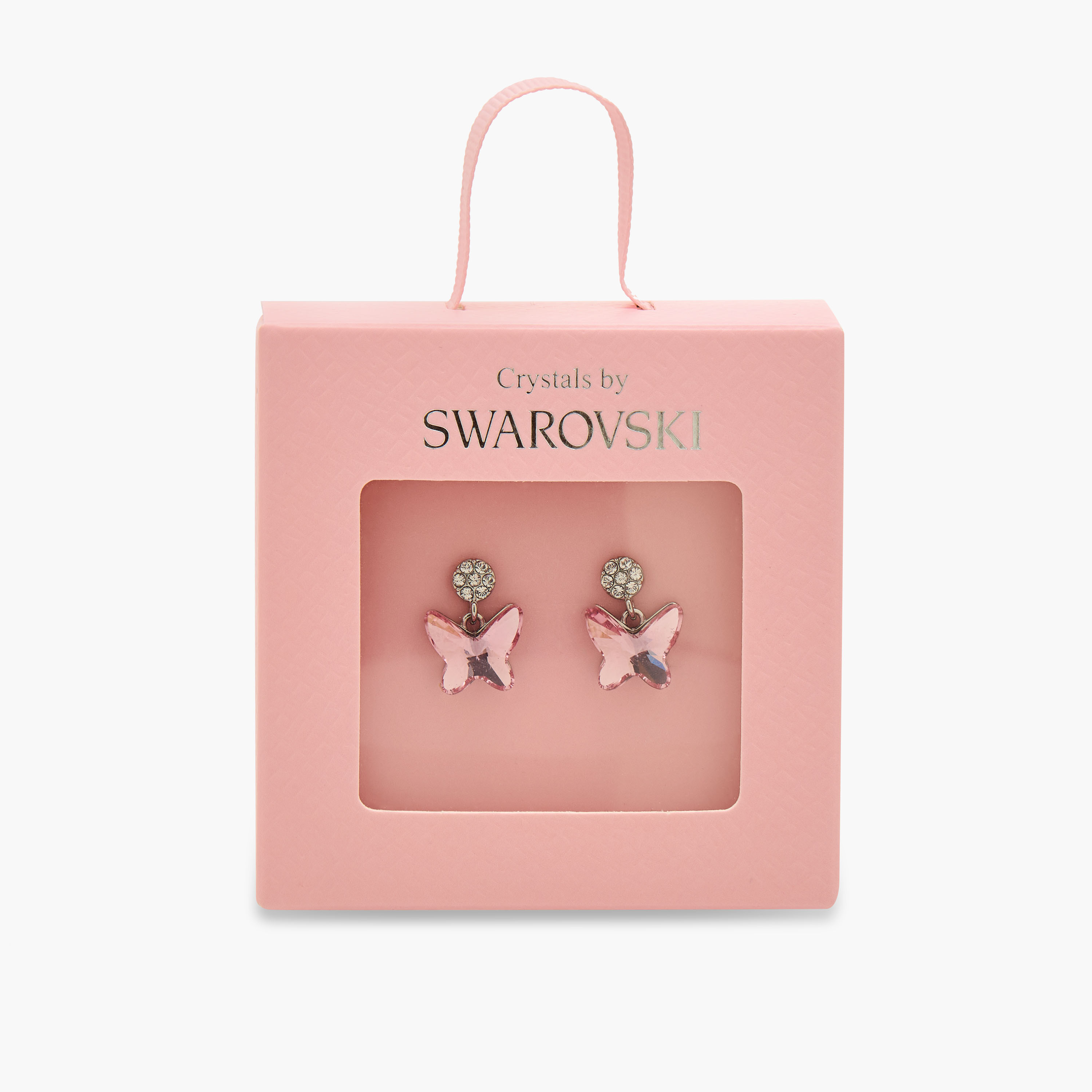 Silver Tone Swarovski Stone Embellished Butterfly Earrings with Pushback Closure-women-watchesandjewellery-jewellery-earrings-image-5