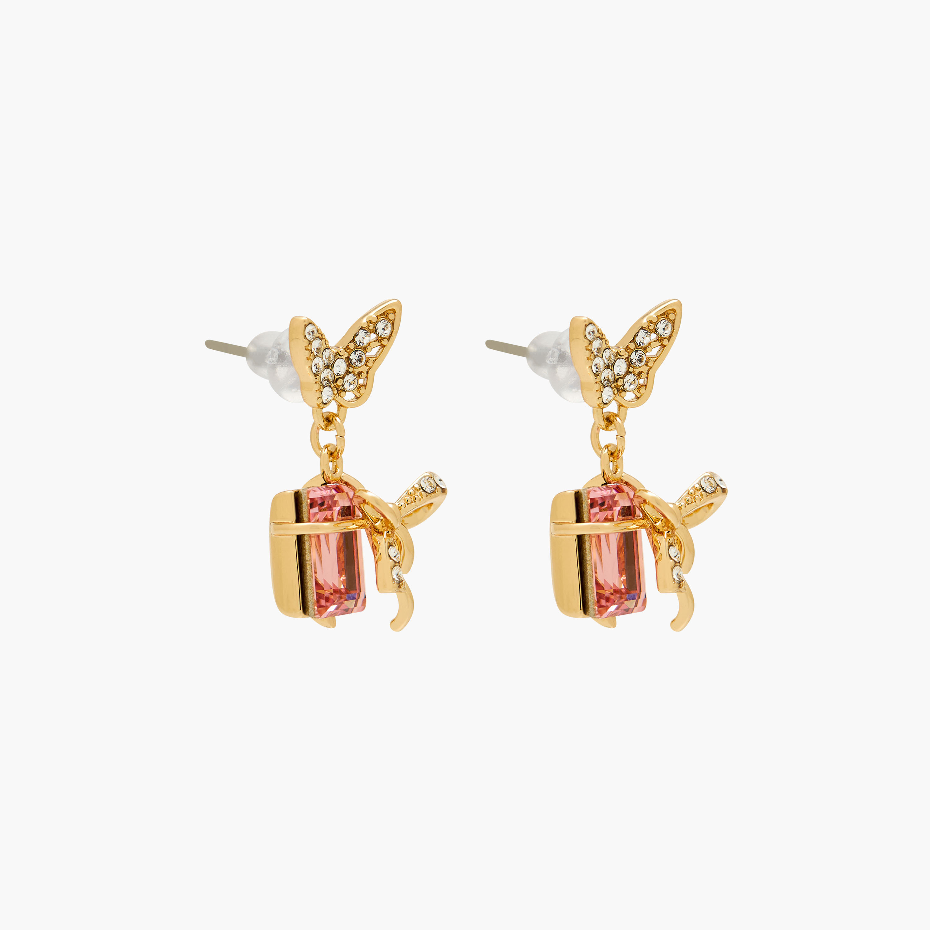Gold Tone Swarovski Stone Embellished Dangling Earrings with Pushback Closure-women-watchesandjewellery-jewellery-earrings-image-2