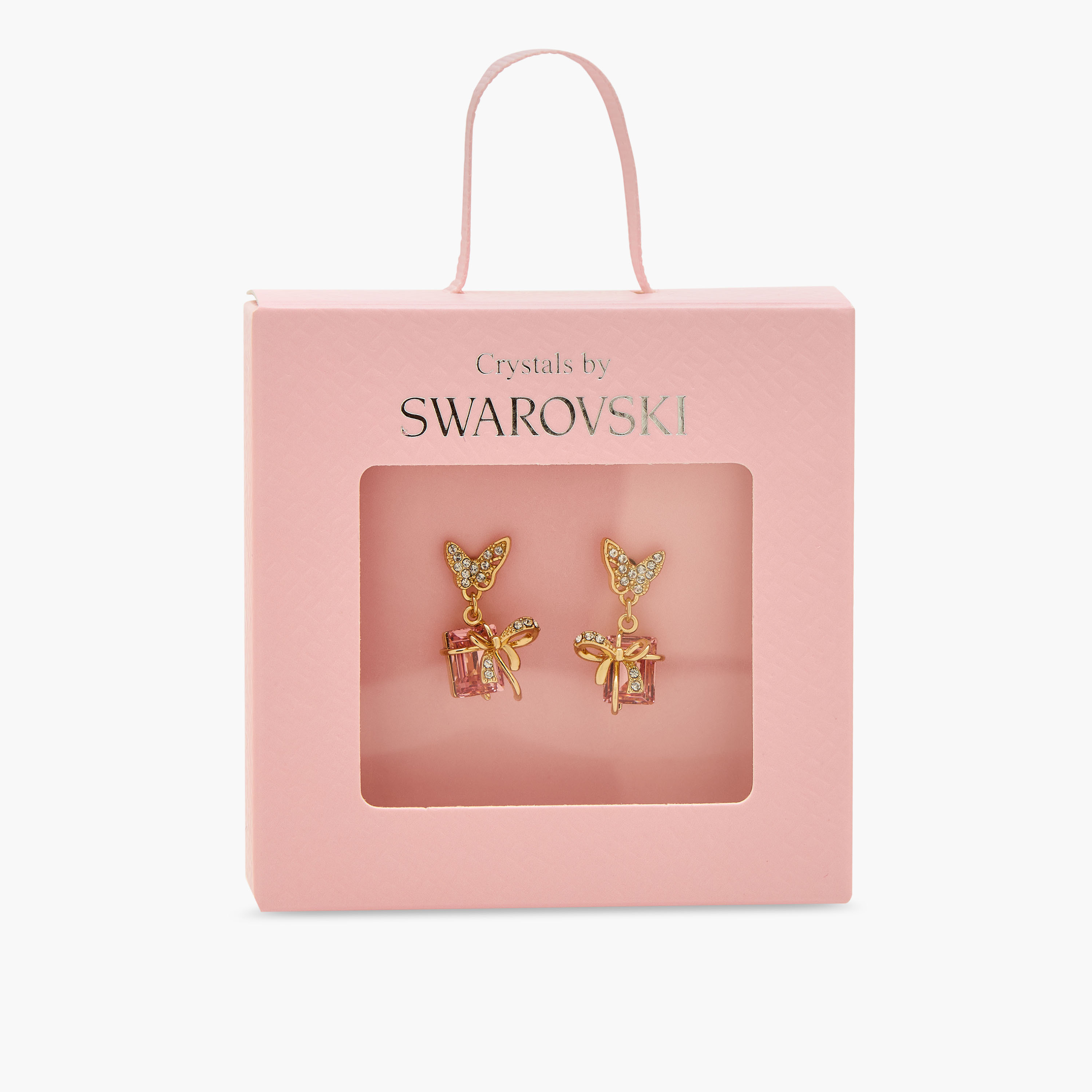 Gold Tone Swarovski Stone Embellished Dangling Earrings with Pushback Closure-women-watchesandjewellery-jewellery-earrings-image-5