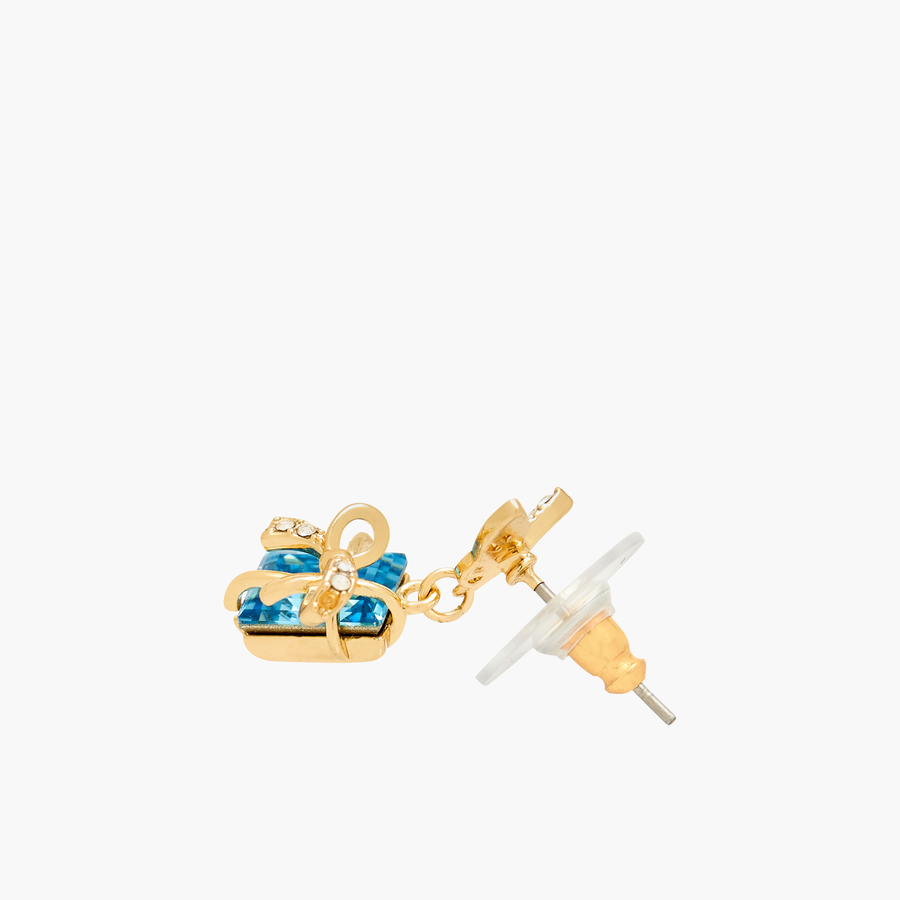 Gold Tone Swarovski Stone Embellished Dangling Earrings with Pushback Closure-women-watchesandjewellery-jewellery-earrings-image-4