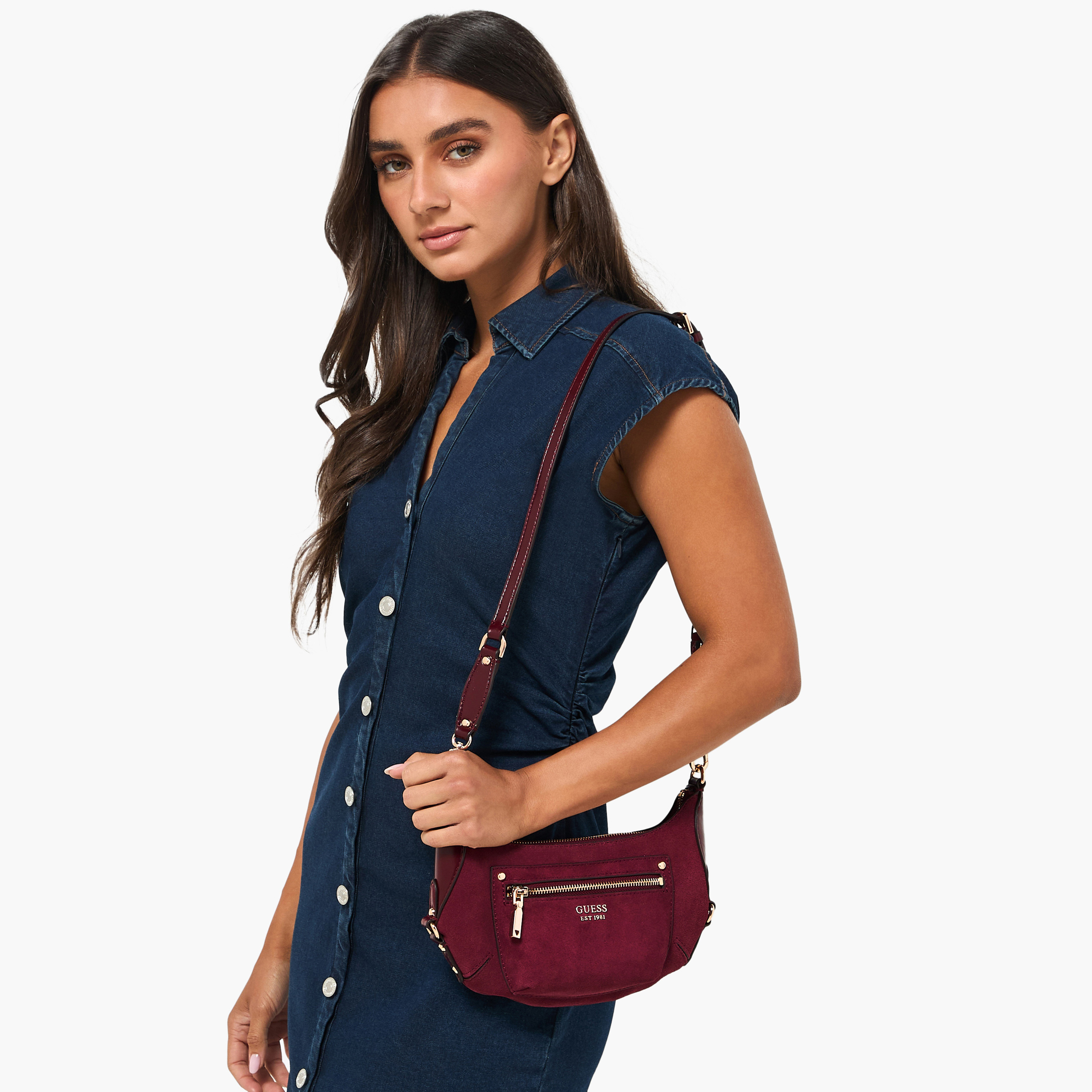 Guess Marsha Textured Sling Bag with Detachable Strap-women-bagsandwallets-handbags-image-2