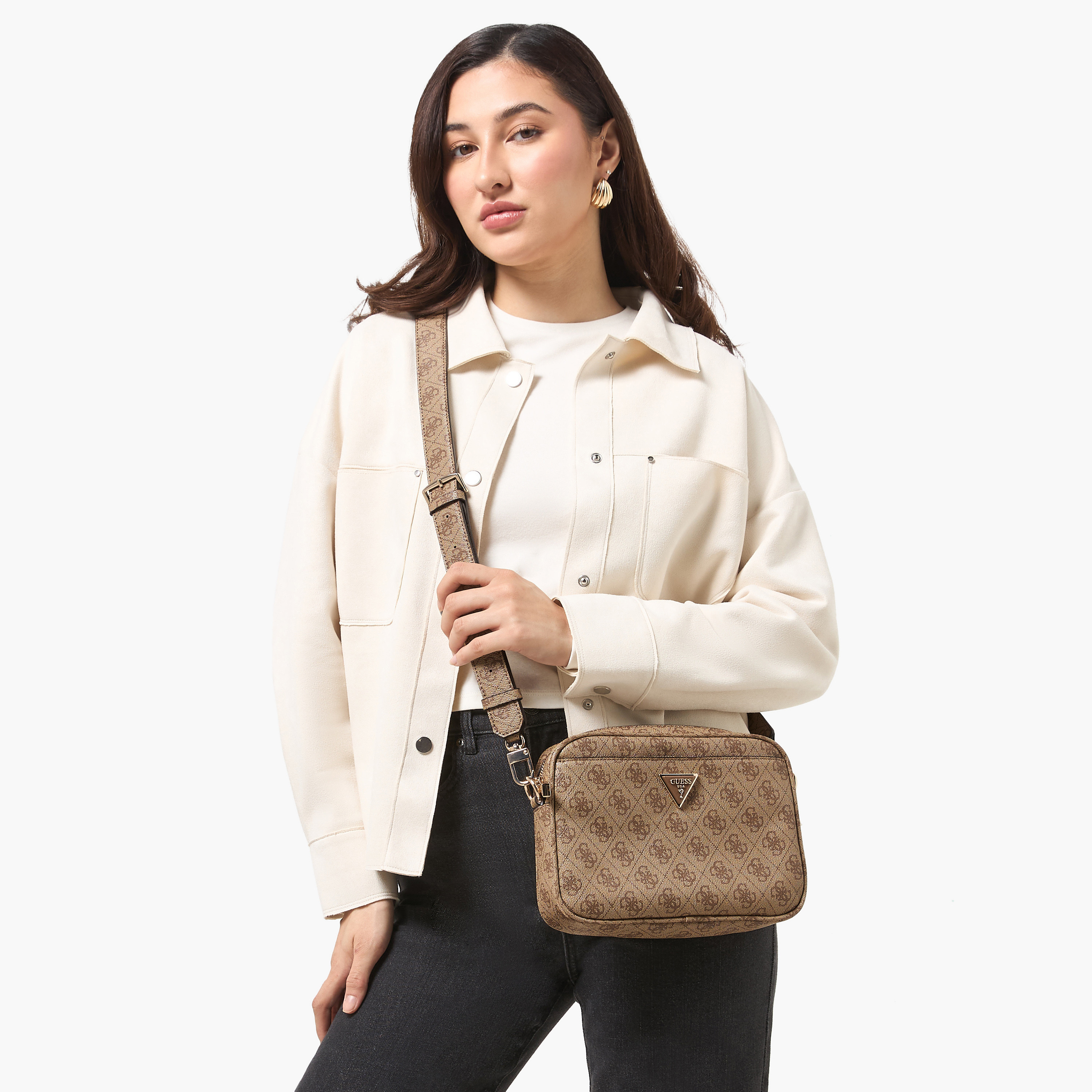 Guess Meridian II Monogram Texture Crossbody Bag with Detachable Strap-women-bagsandwallets-handbags-image-2