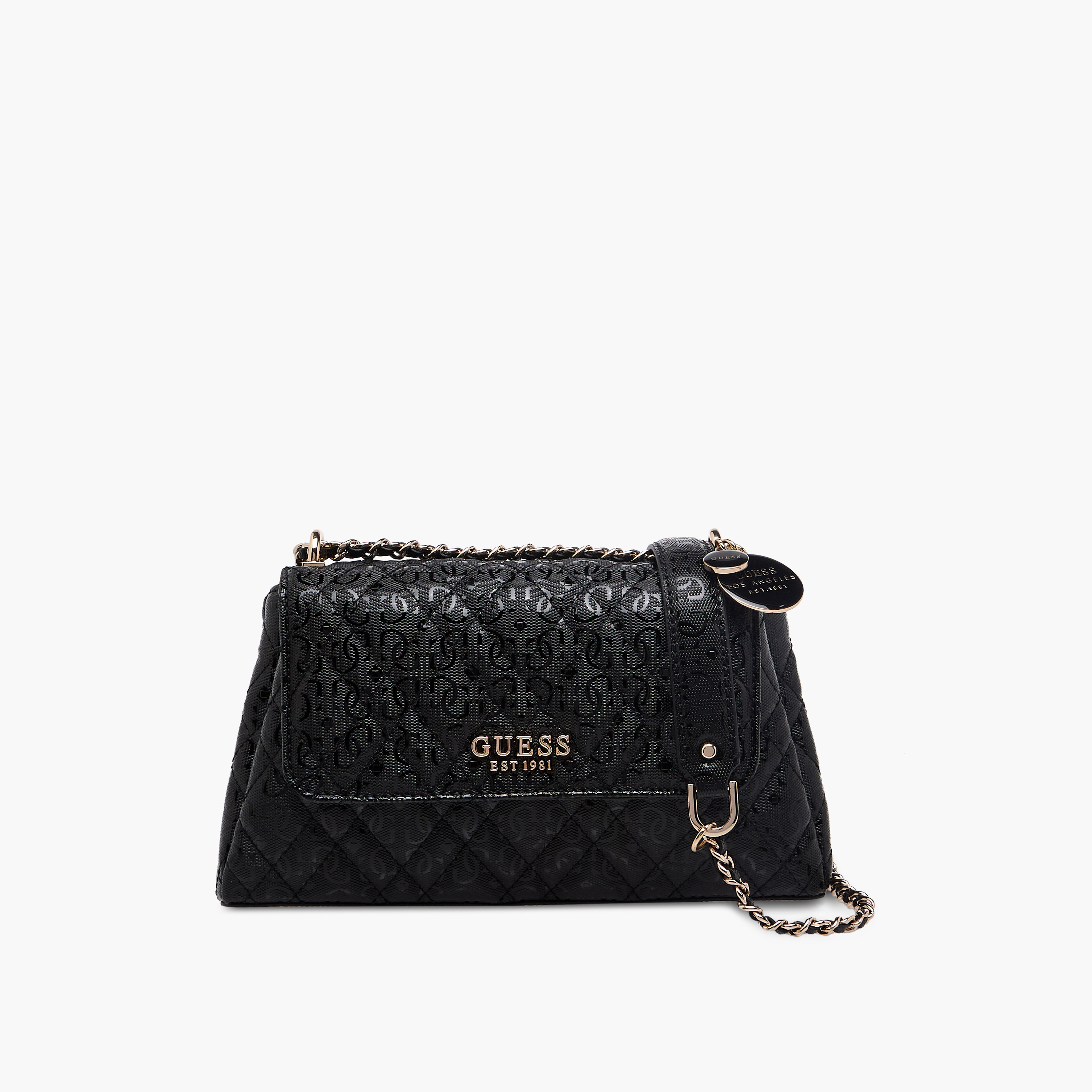 Guess Isemay Quilted Crossbody Bag with Chain Strap-women-bagsandwallets-handbags-image-1