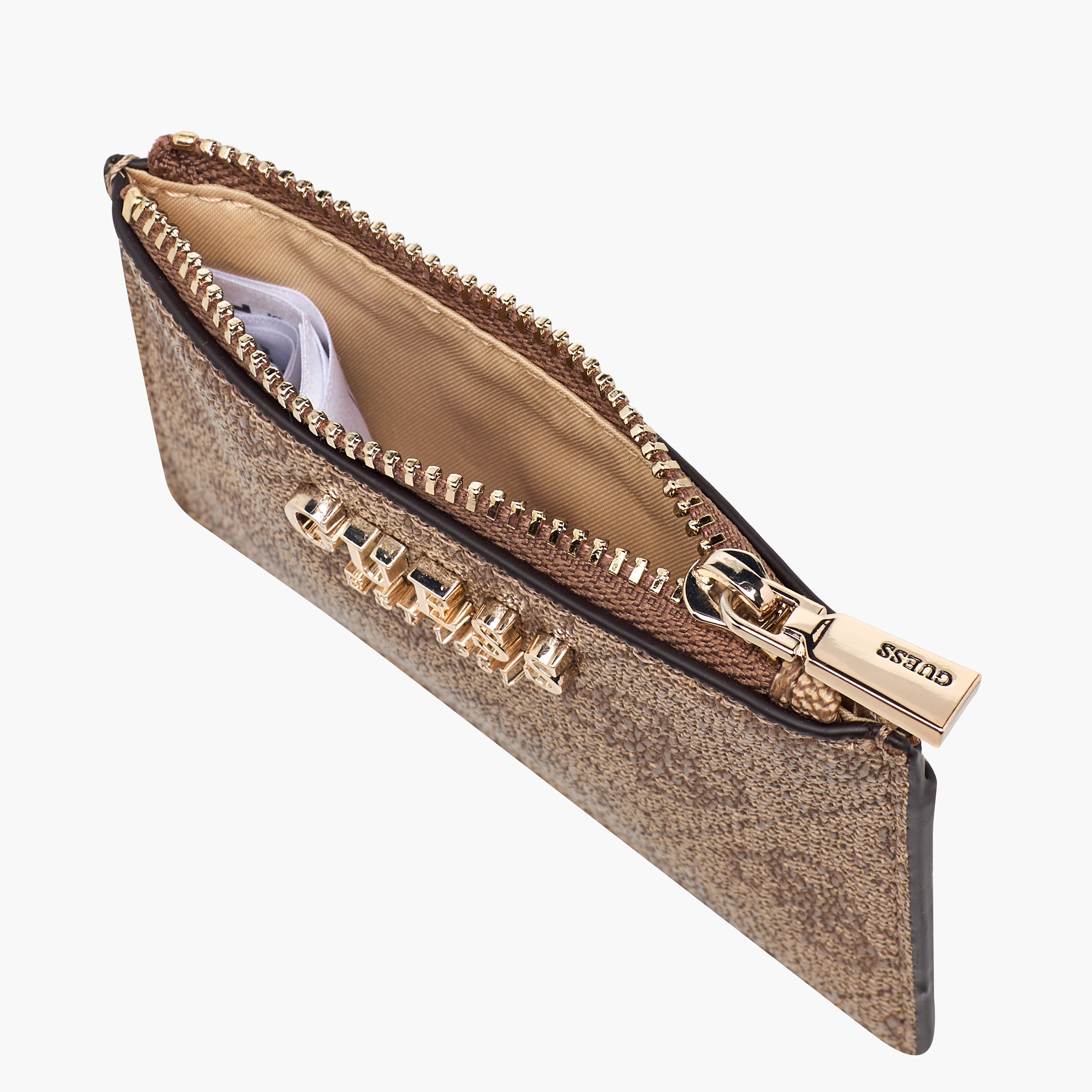 Guess Laurel II Monogram Texture Card Holder with Zip Closure-women-bagsandwallets-wallets-image-4