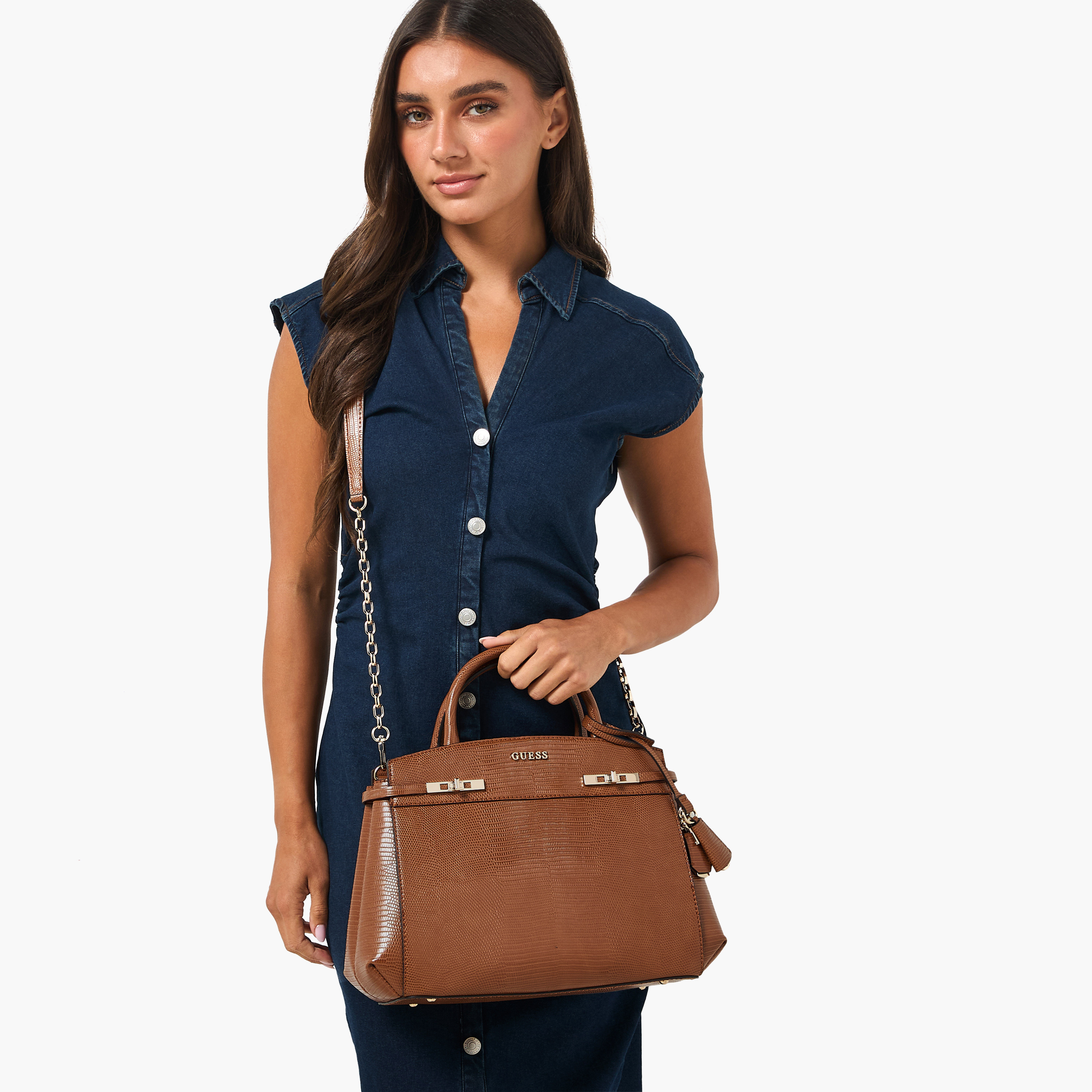 Guess Melinda Textured Satchel with Detachable Strap-women-bagsandwallets-handbags-image-2