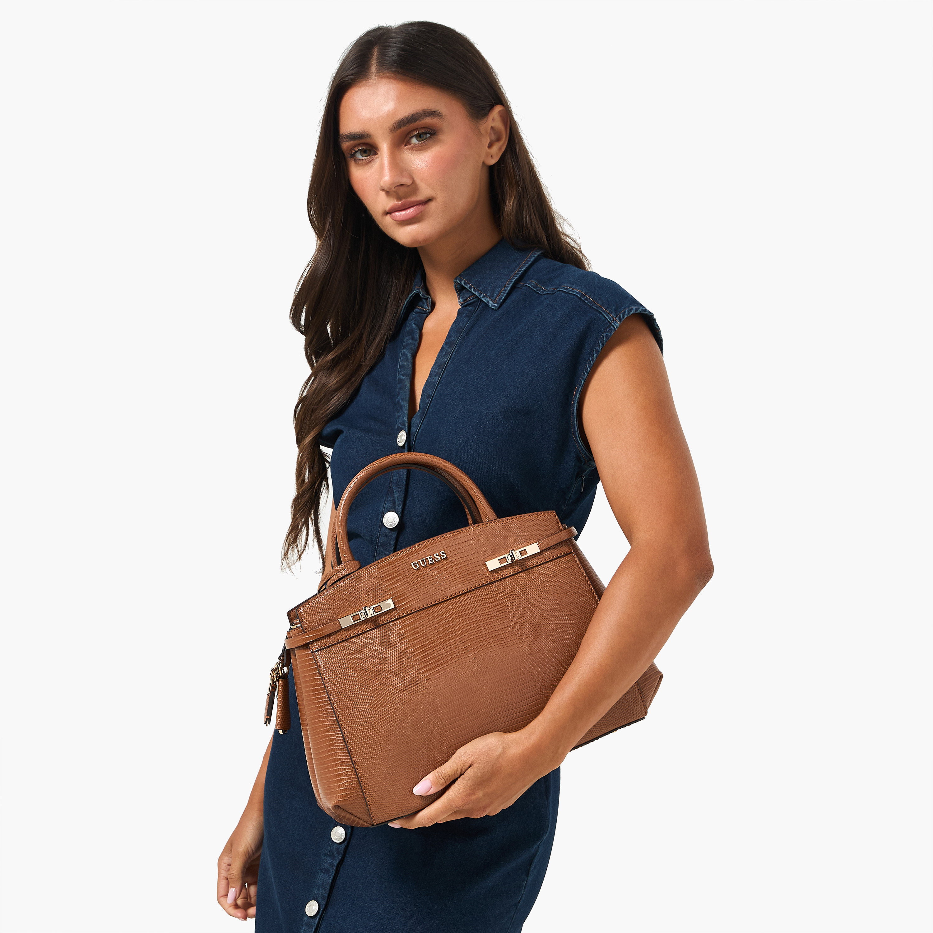 Guess Melinda Textured Satchel with Detachable Strap-women-bagsandwallets-handbags-image-8