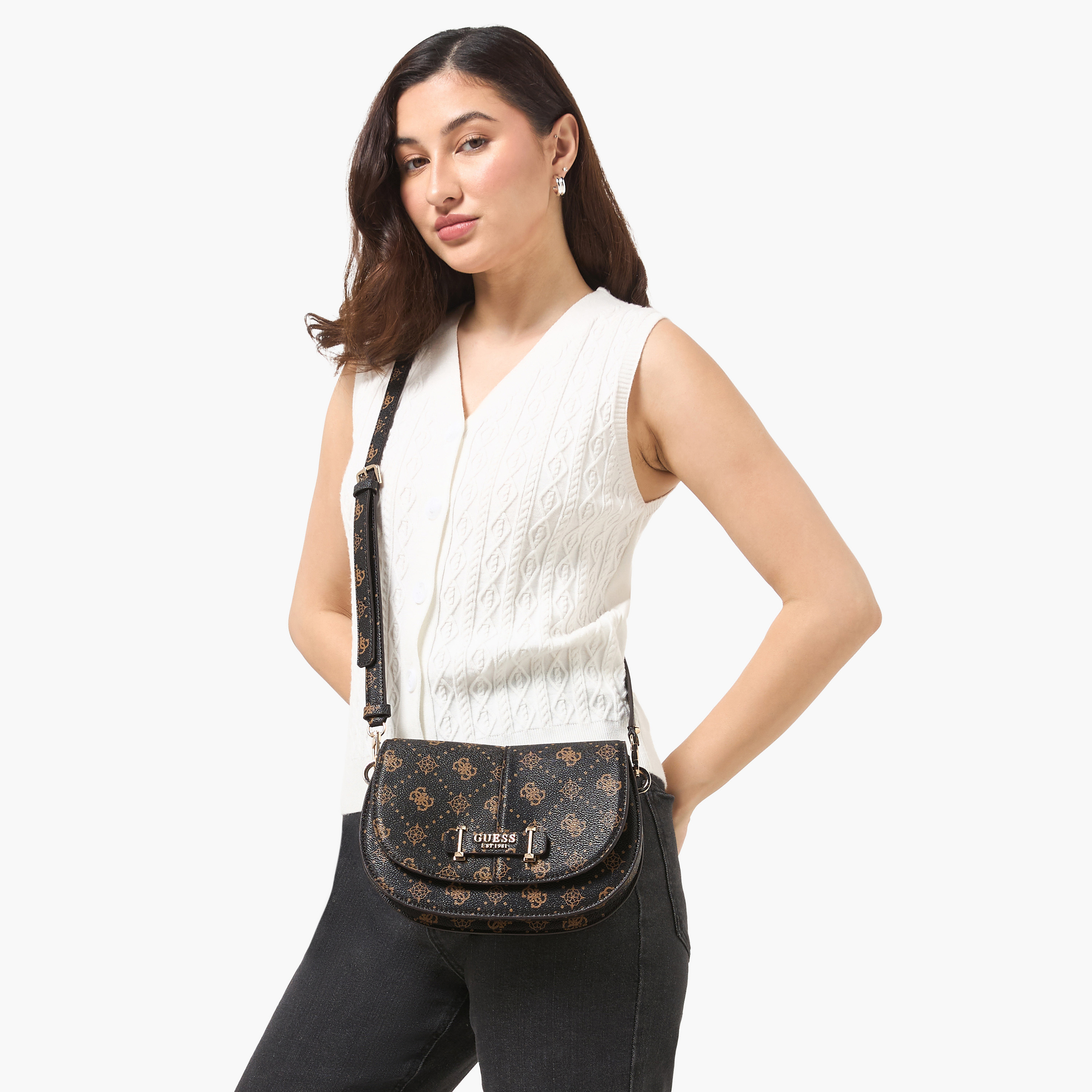 Guess Carrie Monogram Print Shoulder Bag with Detachable Strap-women-bagsandwallets-handbags-image-8