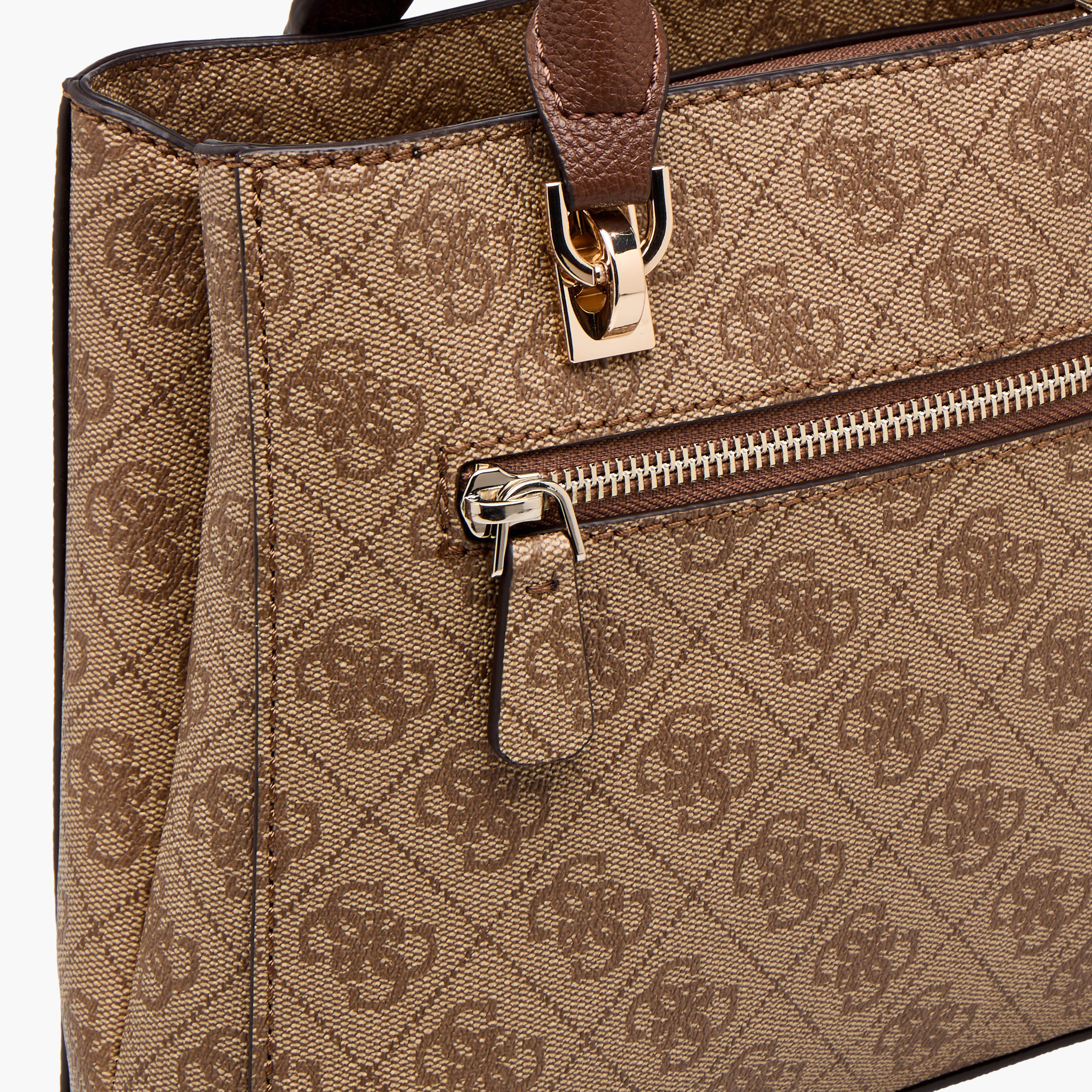 Guess Noelle II Monogram Textured Satchel Bag with Detachable Strap-women-bagsandwallets-handbags-image-6