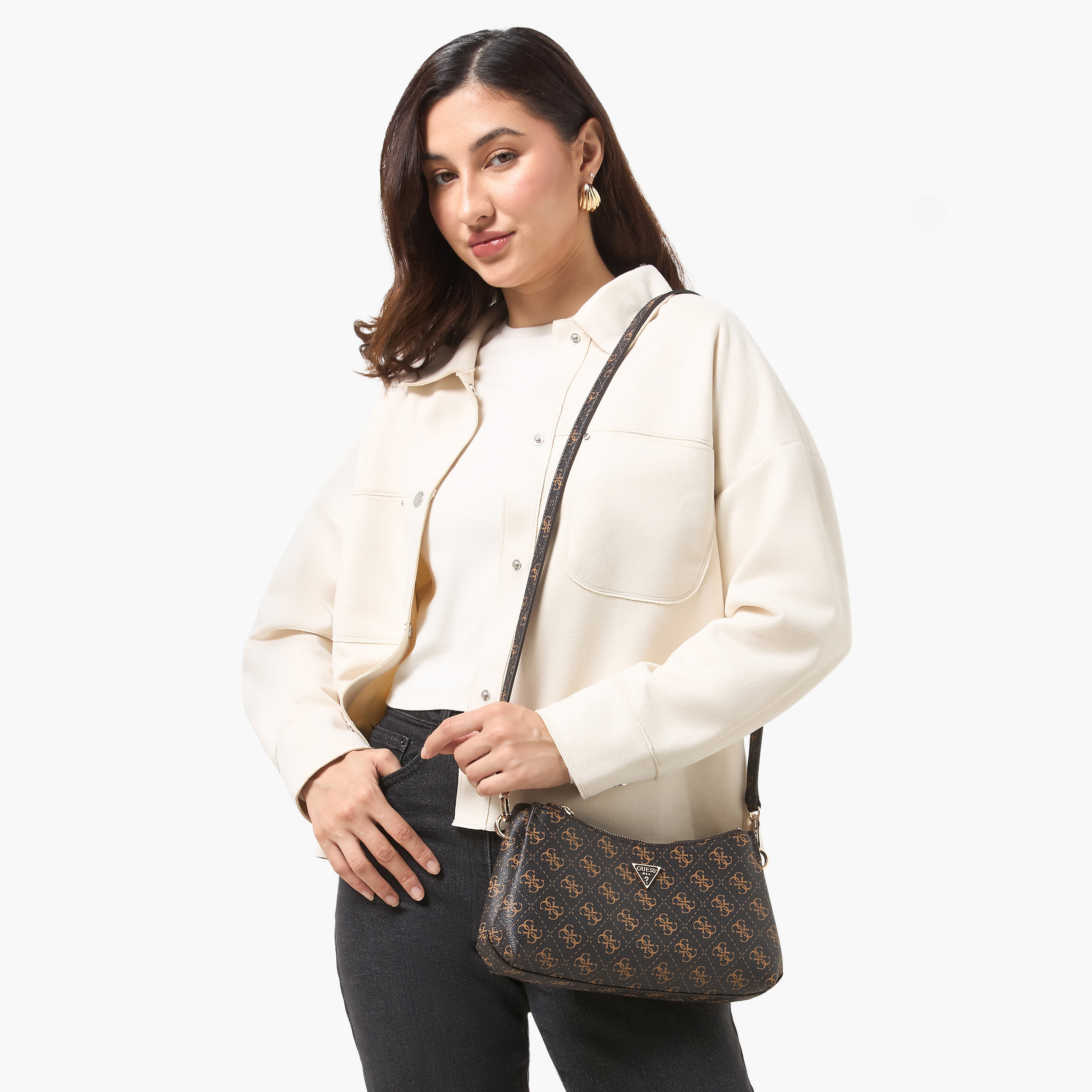 Guess Noelle II Monogram Print Shoulder Bag with Detachable Strap-women-bagsandwallets-handbags-image-2