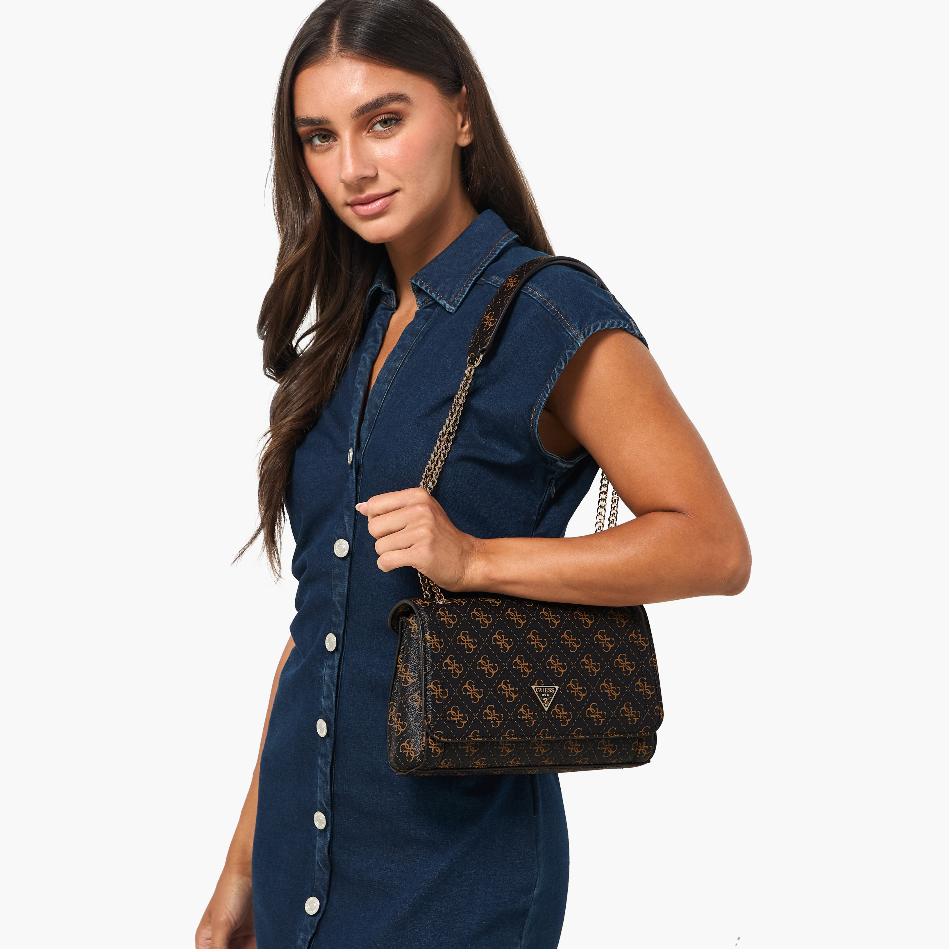 Guess Noelle II Printed Shoulder Bag with Chain Strap-women-bagsandwallets-handbags-image-2